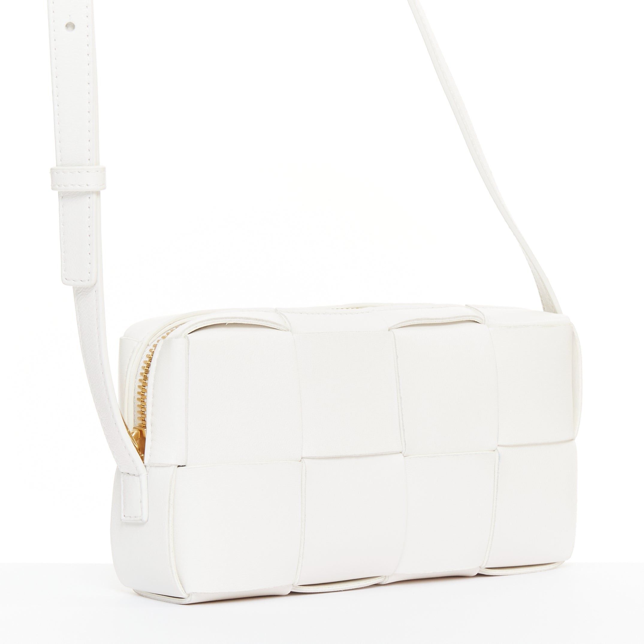 Bottega Veneta BOTTEGA VENETA Mini Cassette white lambskin Maxi Intrecciato crossbody bag Size ONE SIZE - 3 Thumbnail