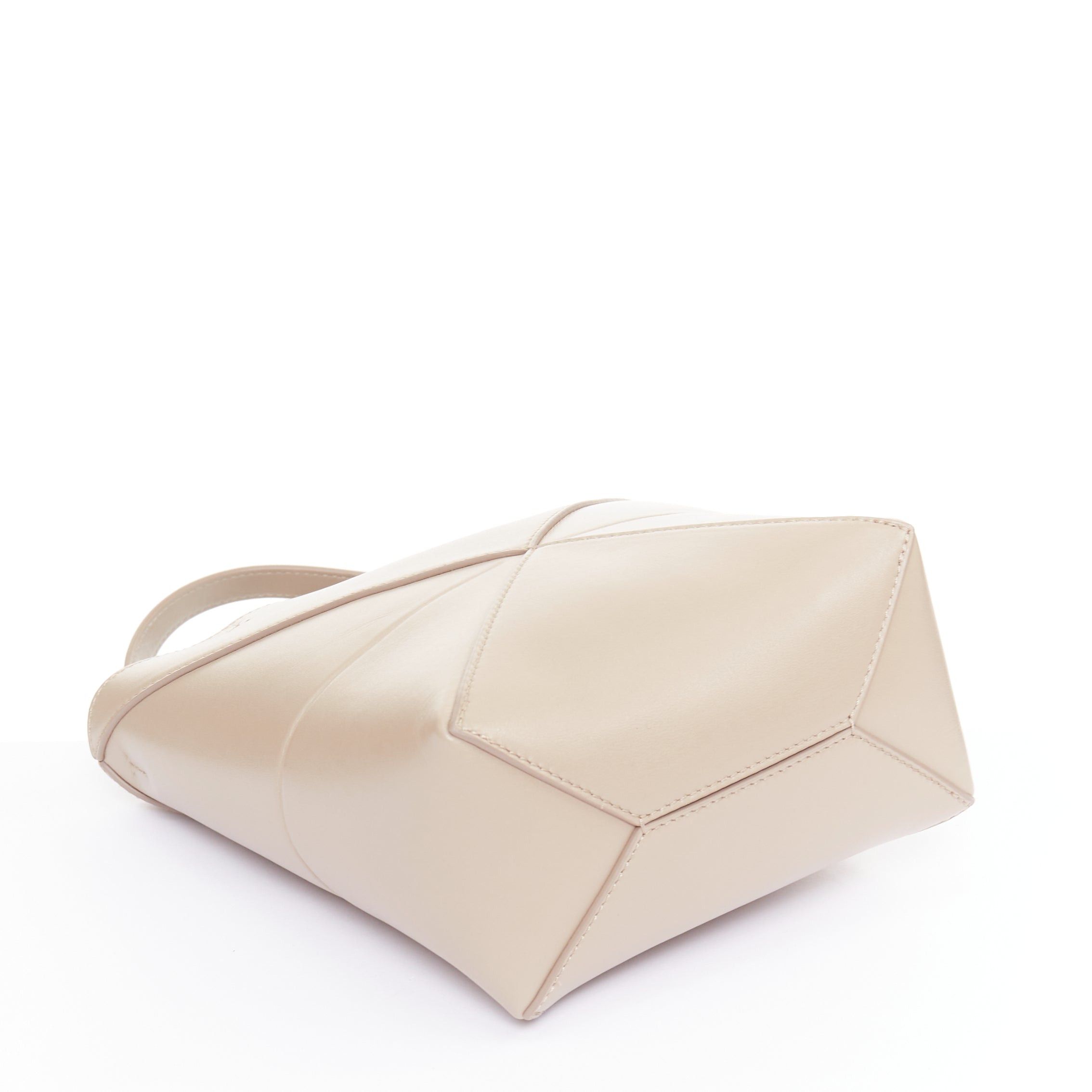 Loewe LOEWE 2023 Mini Puzzle Fold Tote sand grey leather gold logo top handle bag Size ONE SIZE - 6 Thumbnail
