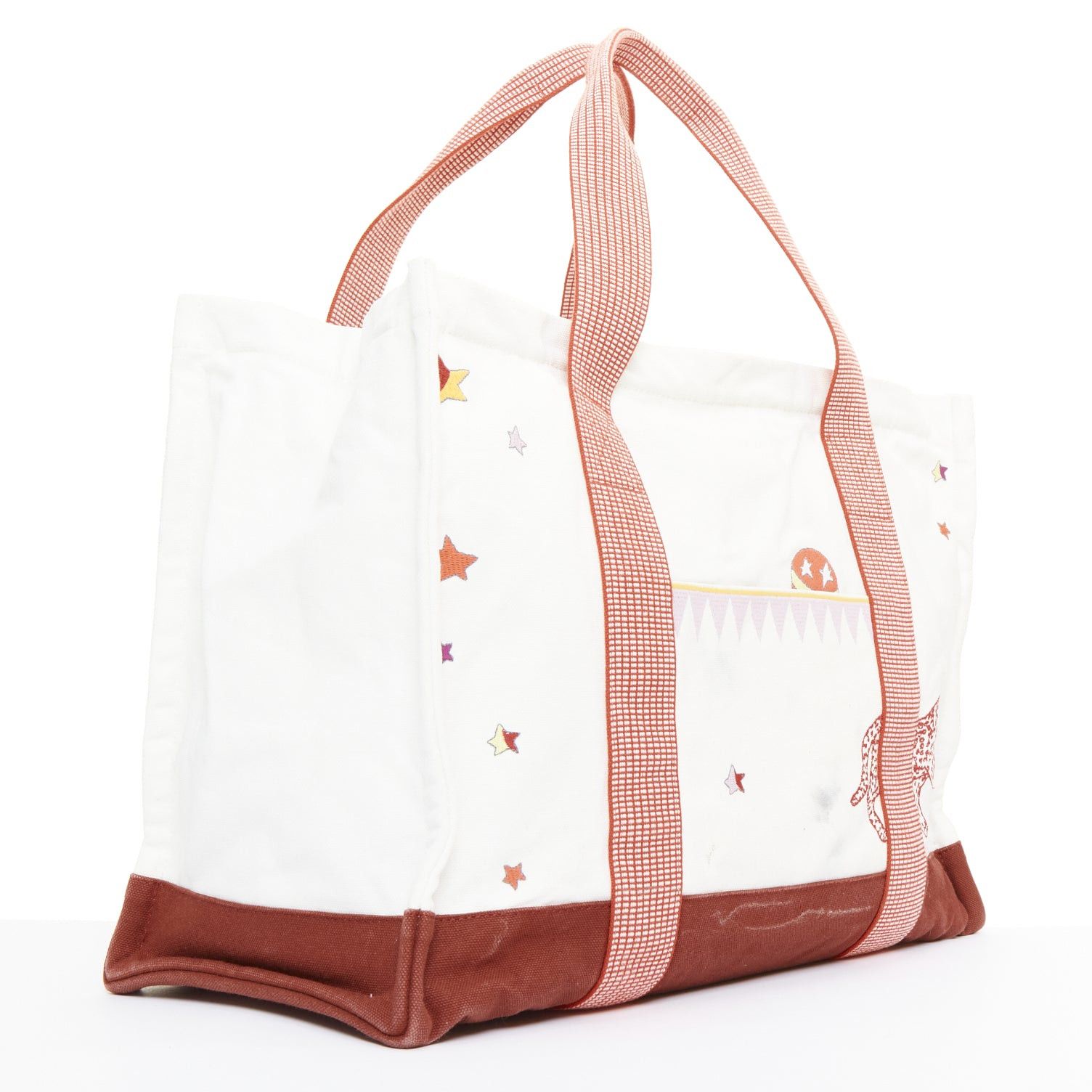 Hermes HERMES Circus Nappy Bag red white embroidered cotton canvas tote bag towel set Size ONE SIZE - 3 Thumbnail