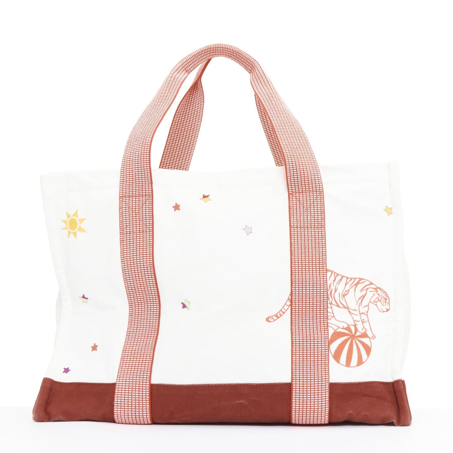Hermes HERMES Circus Nappy Bag red white embroidered cotton canvas tote bag towel set Size ONE SIZE - 5 Thumbnail