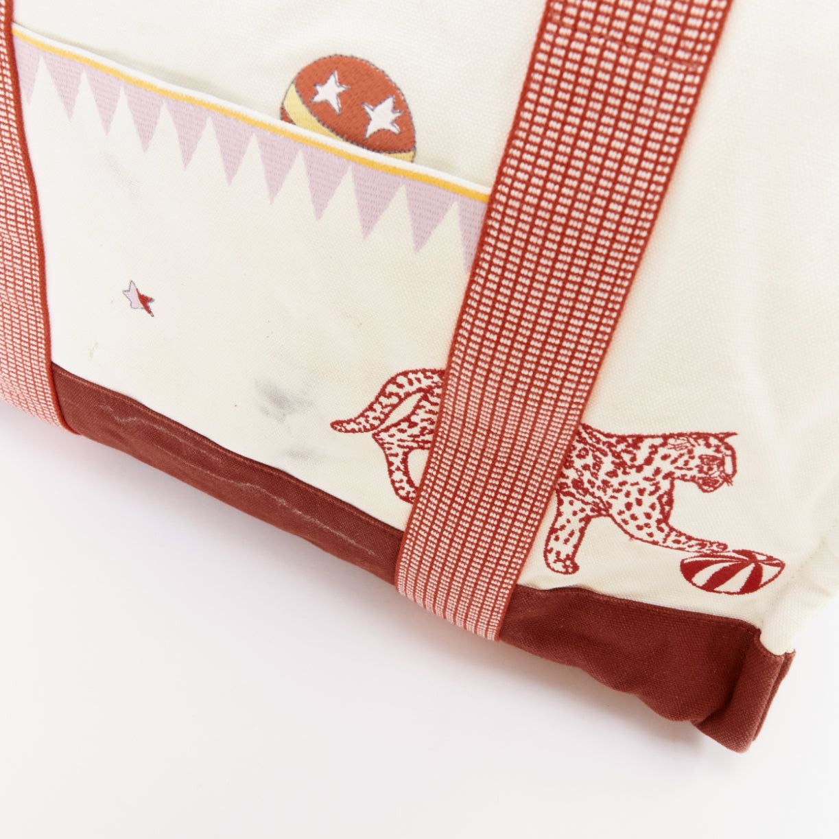 Hermes HERMES Circus Nappy Bag red white embroidered cotton canvas tote bag towel set Size ONE SIZE - 7 Thumbnail