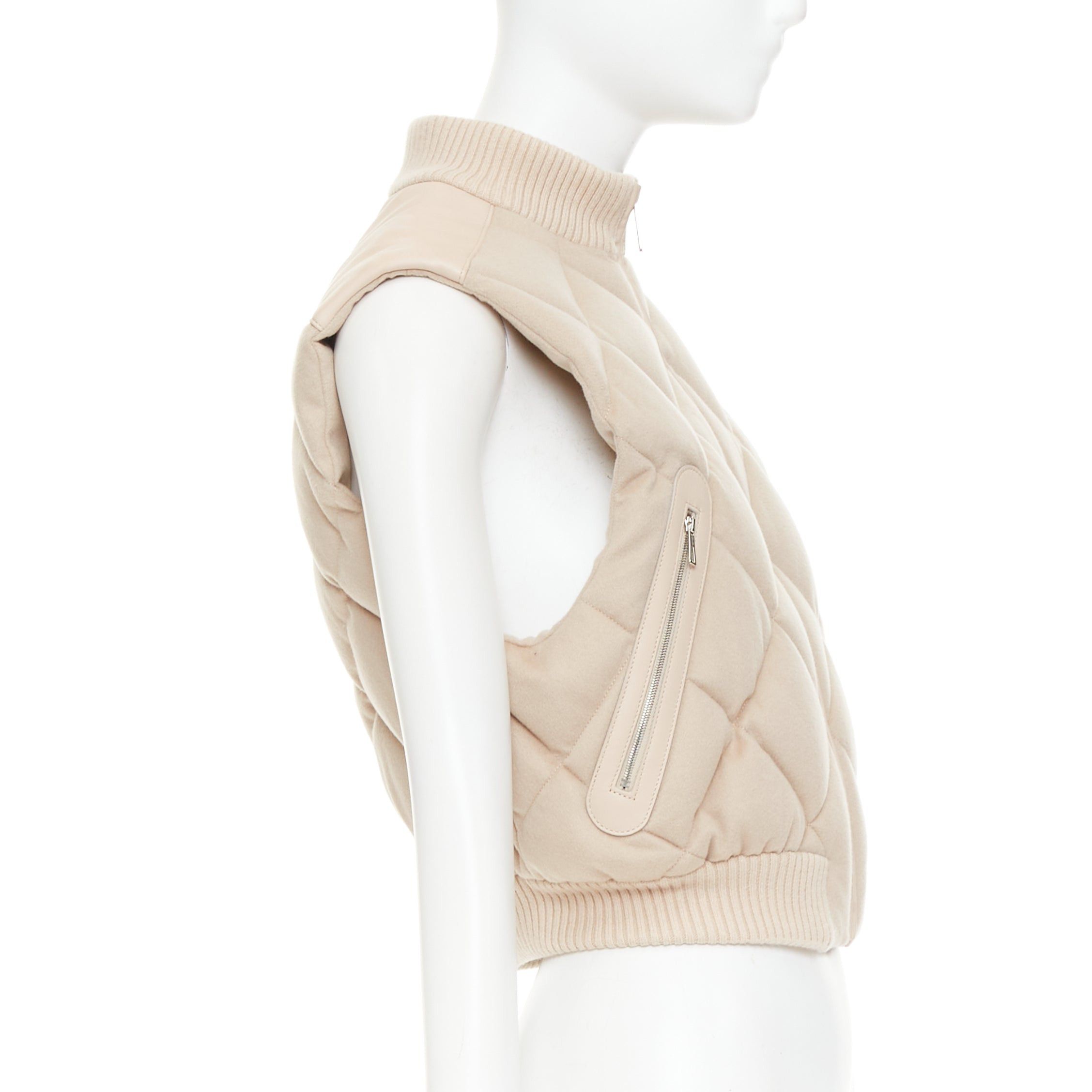 Hermes HERMES beige quilted waterproof 100% cashmere lambskin trim down puffer vest FR34 XXS Size XS / US 0-2 / IT 36-38 - 5 Thumbnail