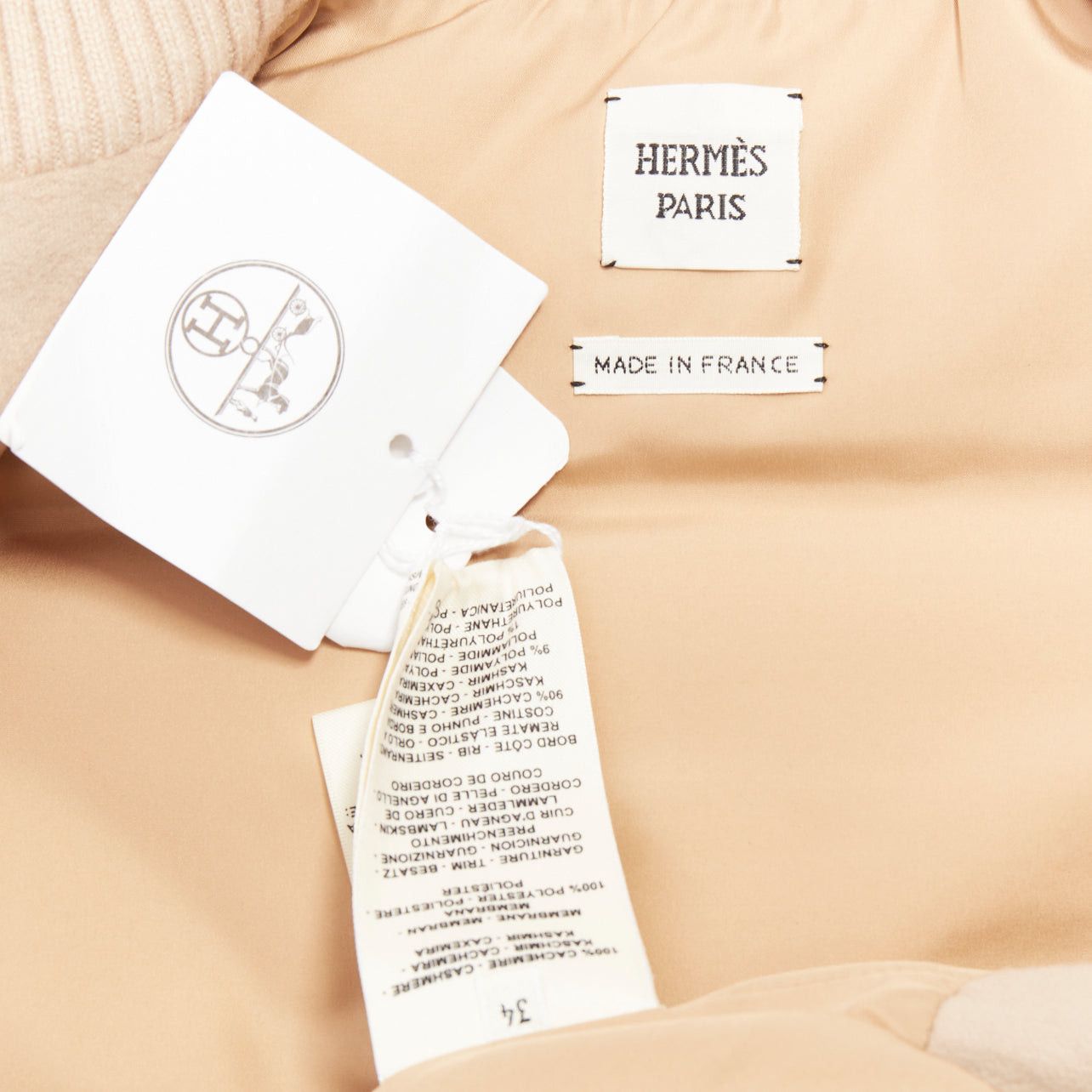 Hermes HERMES beige quilted waterproof 100% cashmere lambskin trim down puffer vest FR34 XXS Size XS / US 0-2 / IT 36-38 - 9 Thumbnail