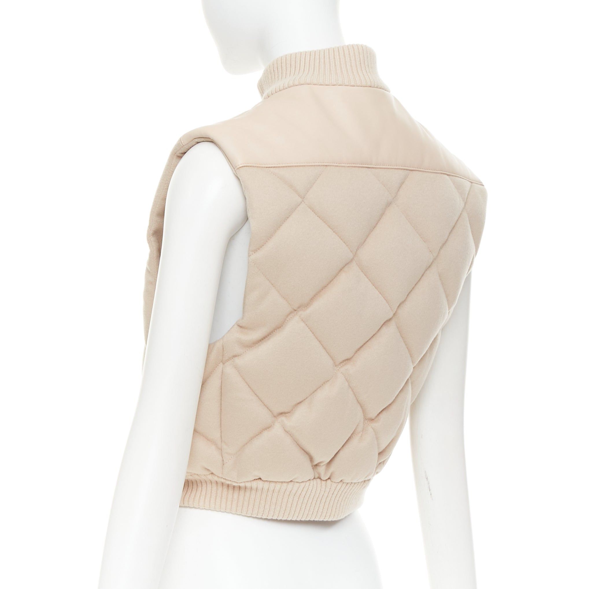 Hermes HERMES beige quilted waterproof 100% cashmere lambskin trim down puffer vest FR34 XXS Size XS / US 0-2 / IT 36-38 - 7 Thumbnail
