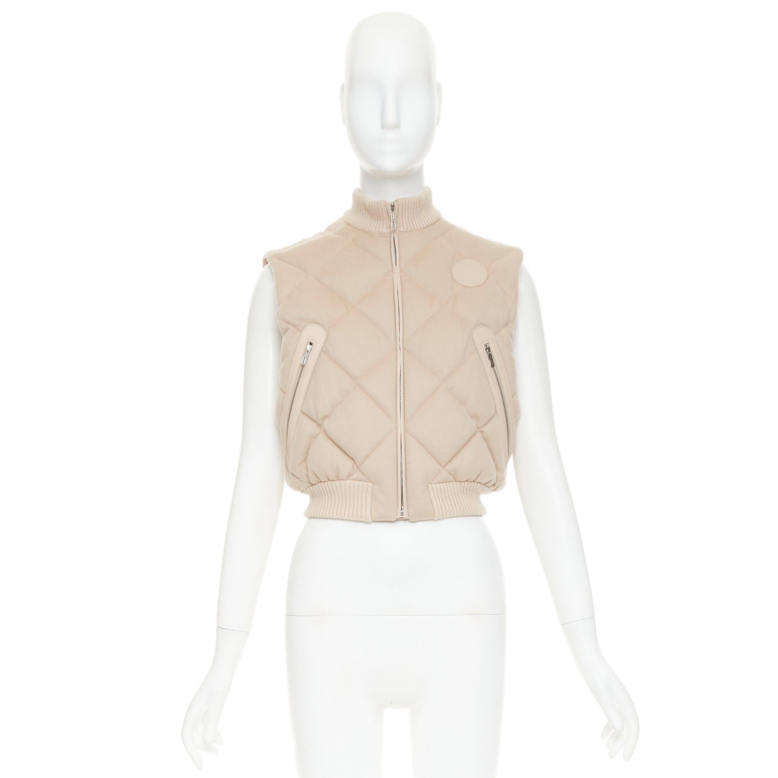 Hermes HERMES beige quilted waterproof 100% cashmere lambskin trim down puffer vest FR34 XXS Size XS / US 0-2 / IT 36-38 - 10 Thumbnail