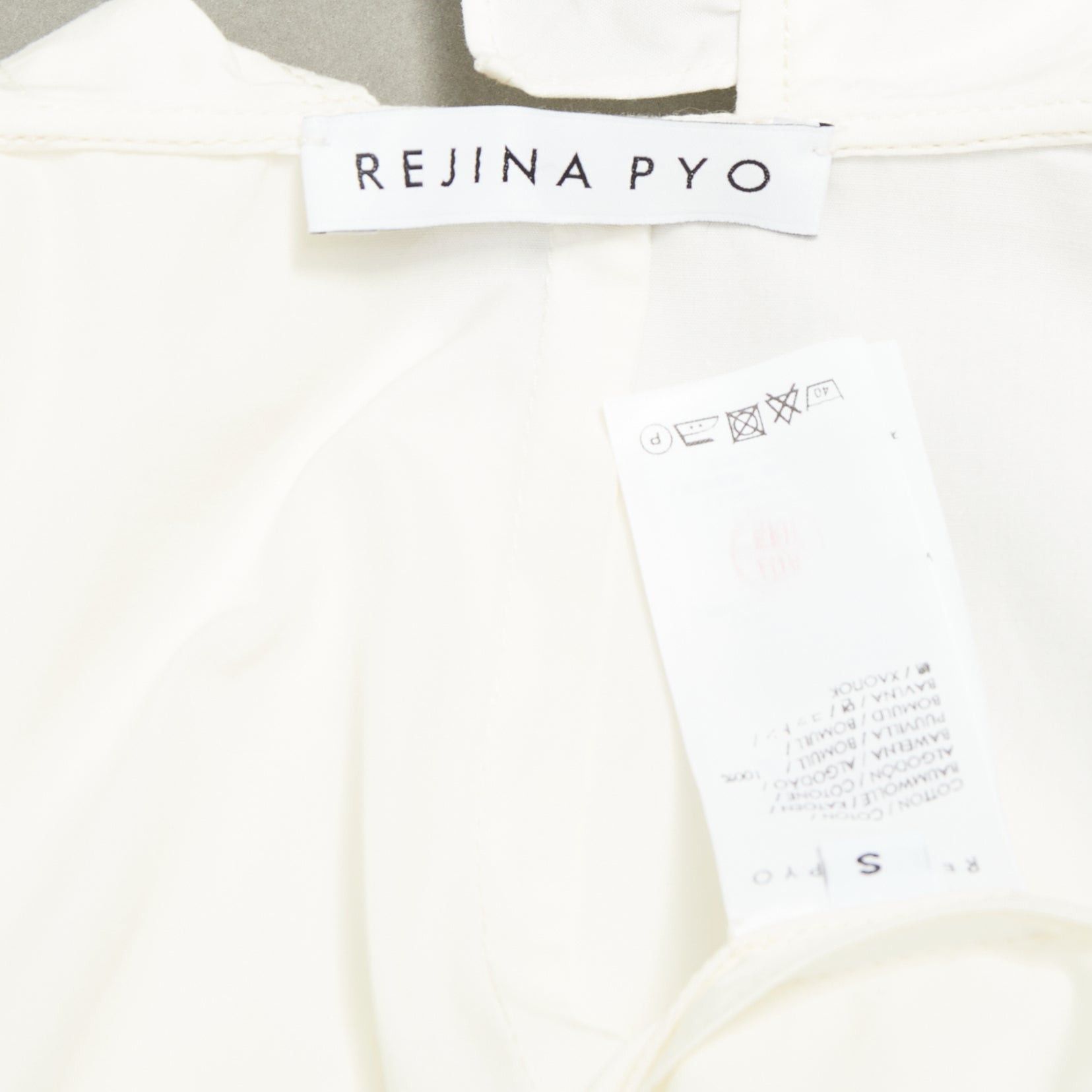 Rejina Pyo REJINA PYO Tate cream white ruffled sailor collar cotton-poplin long sleeve bow shirt S Size S / US 4 / IT 40 - 8 Thumbnail