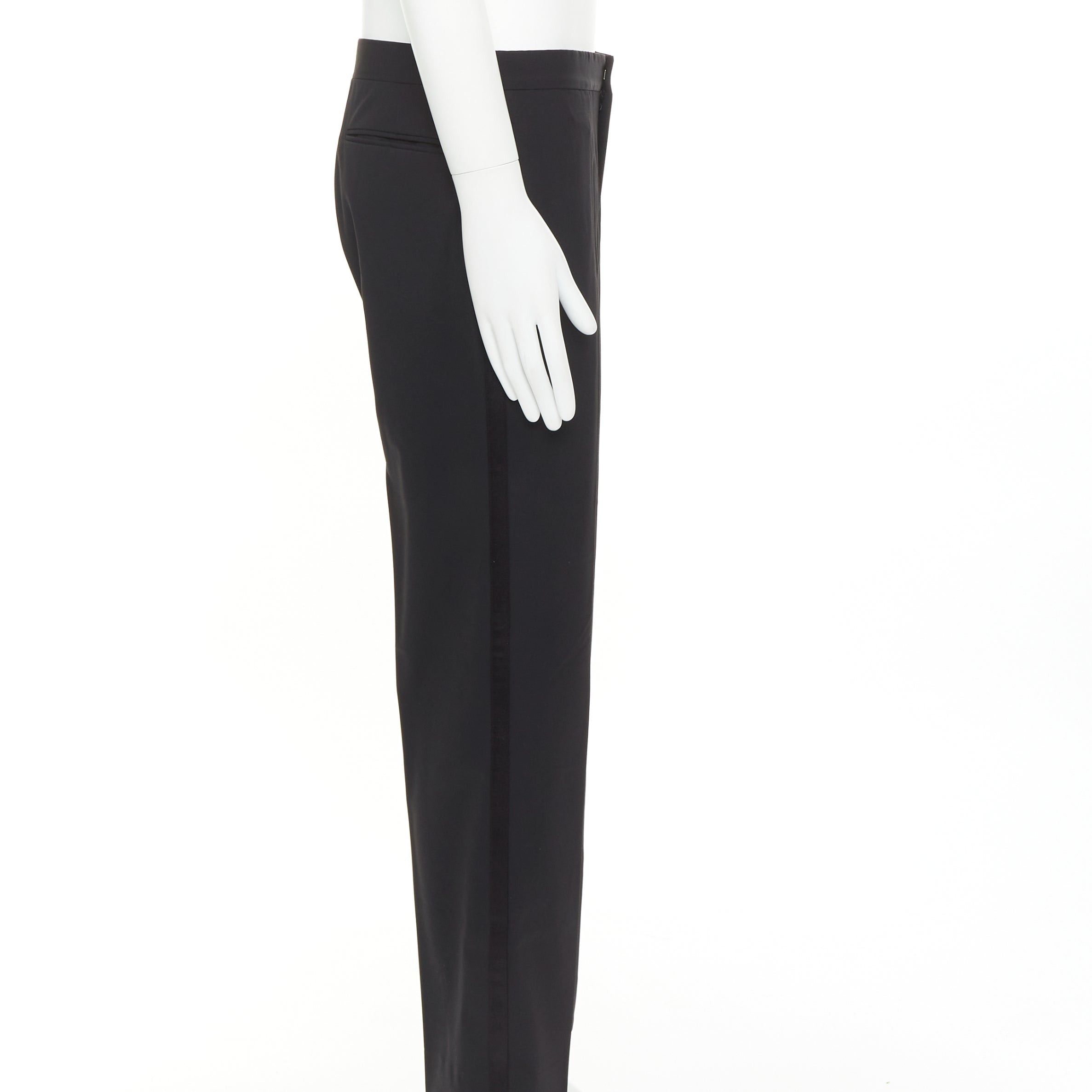 Hermes HERMES black wool blend satin trim side handstitched mid waist trousers IT50 XL Size US 32 / EU 48 - 3 Thumbnail