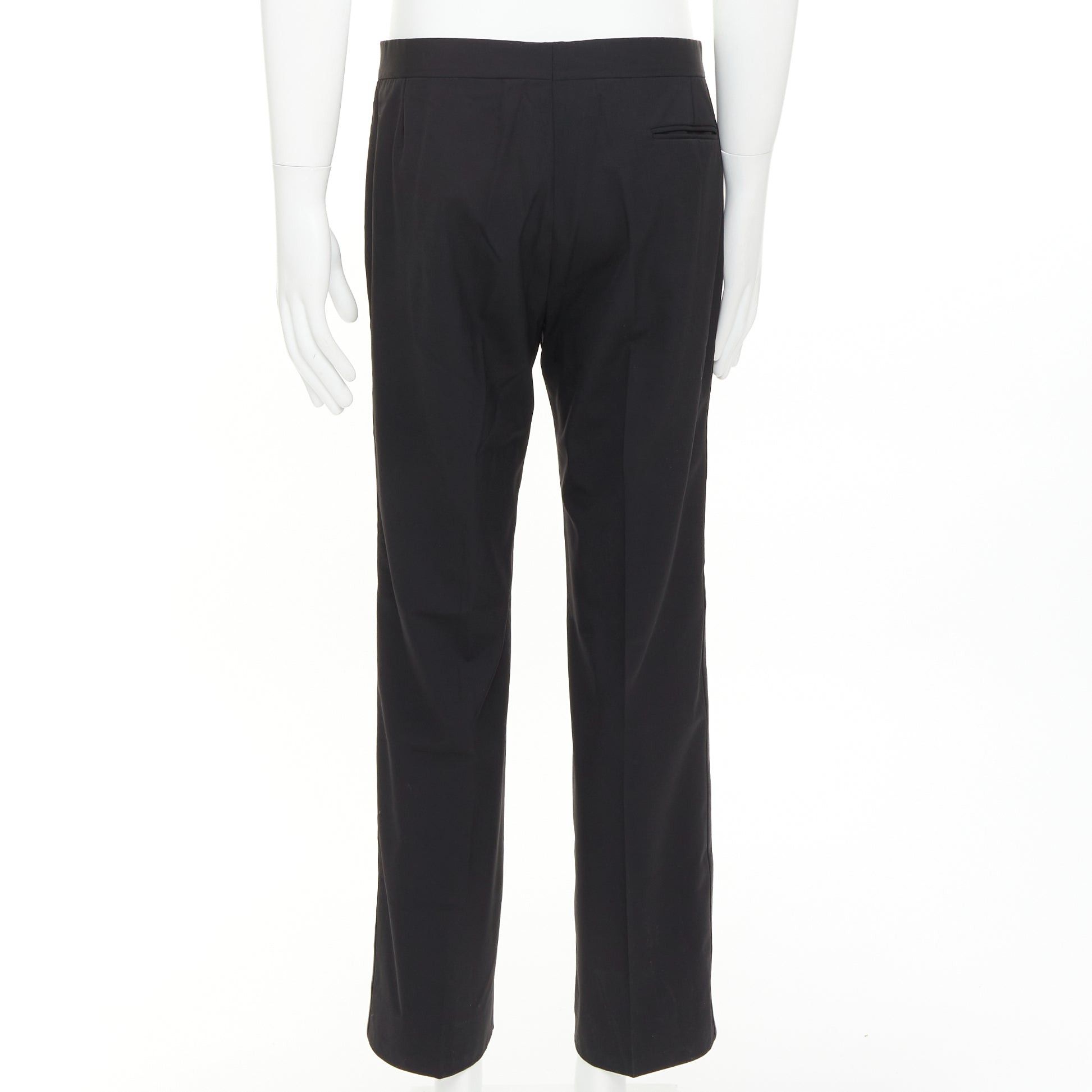 Hermes HERMES black wool blend satin trim side handstitched mid waist trousers IT50 XL Size US 32 / EU 48 - 4 Thumbnail