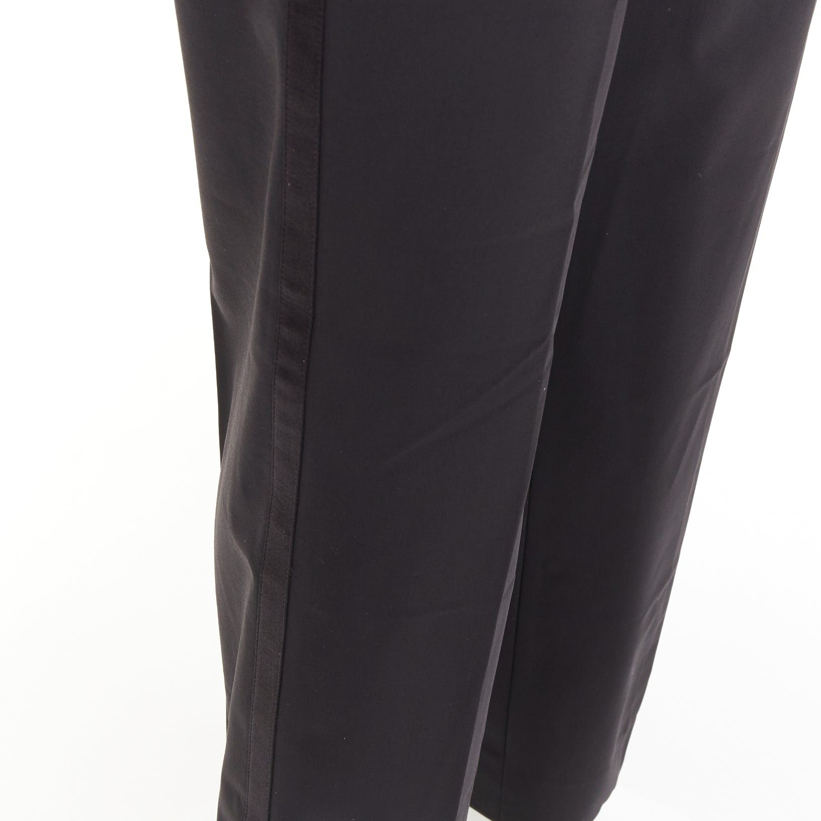 Hermes HERMES black wool blend satin trim side handstitched mid waist trousers IT50 XL Size US 32 / EU 48 - 7 Thumbnail