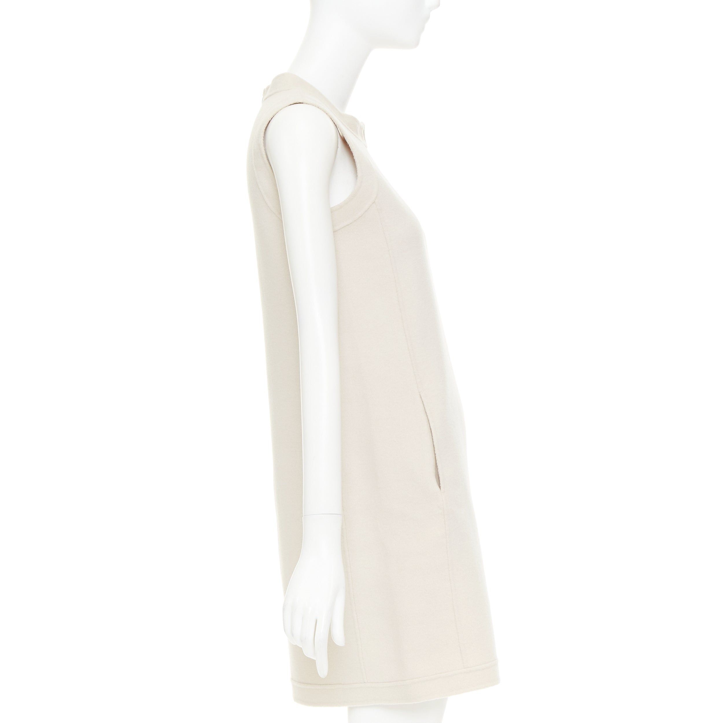 Max Mara MAX MARA S' light grey virgin wool angora snap button collar minimal shift dress IT34 XXS Size XXS / US 00 / IT 34 - 4 Thumbnail
