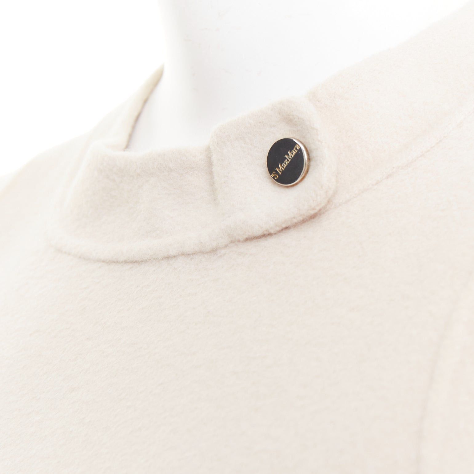 Max Mara MAX MARA S' light grey virgin wool angora snap button collar minimal shift dress IT34 XXS Size XXS / US 00 / IT 34 - 2 Thumbnail