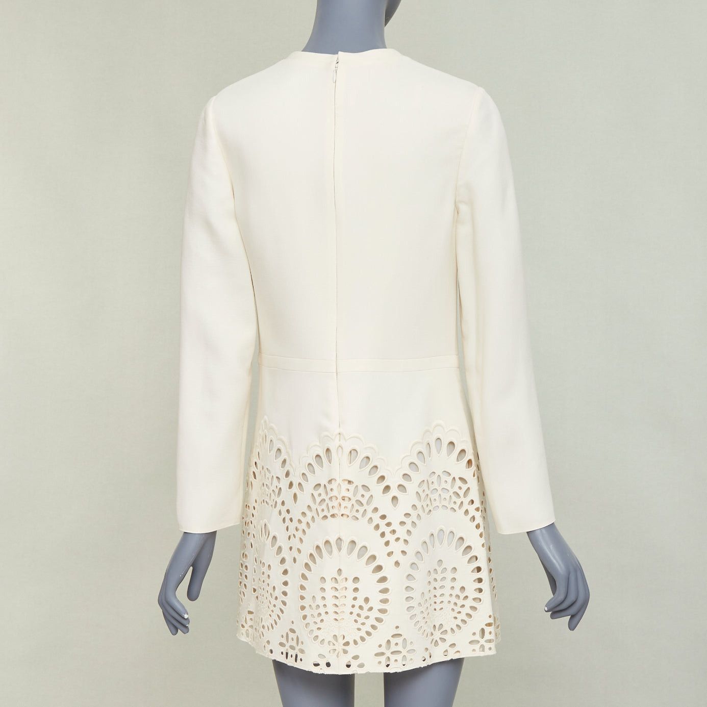 Valentino VALENTINO ivory wool silk crepe embroidered anglais shift dress IT40 S Size S / US 4 / IT 40 - 5 Thumbnail