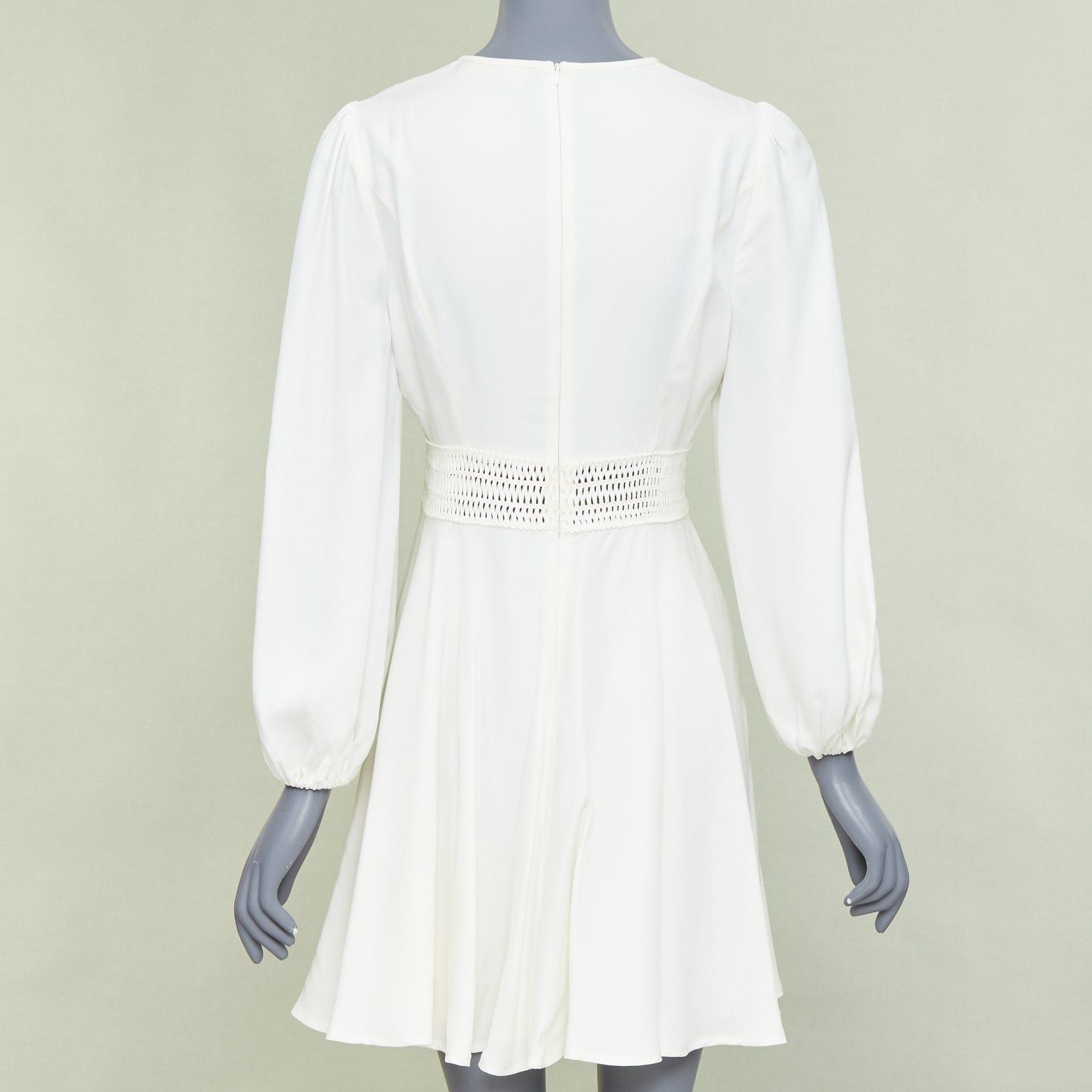 Zimmermann ZIMMERMANN off white viscose lattice waistband puff sleeve peasant dress Sz.1 S Size S / US 4 / IT 40 - 5 Thumbnail