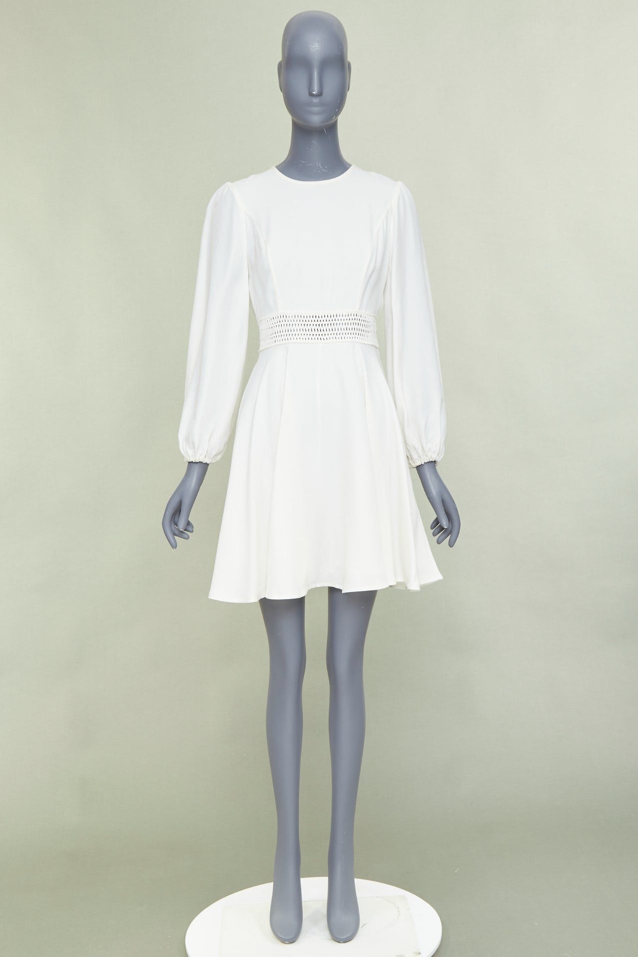 Zimmermann ZIMMERMANN off white viscose lattice waistband puff sleeve peasant dress Sz.1 S Size S / US 4 / IT 40 - 9 Thumbnail