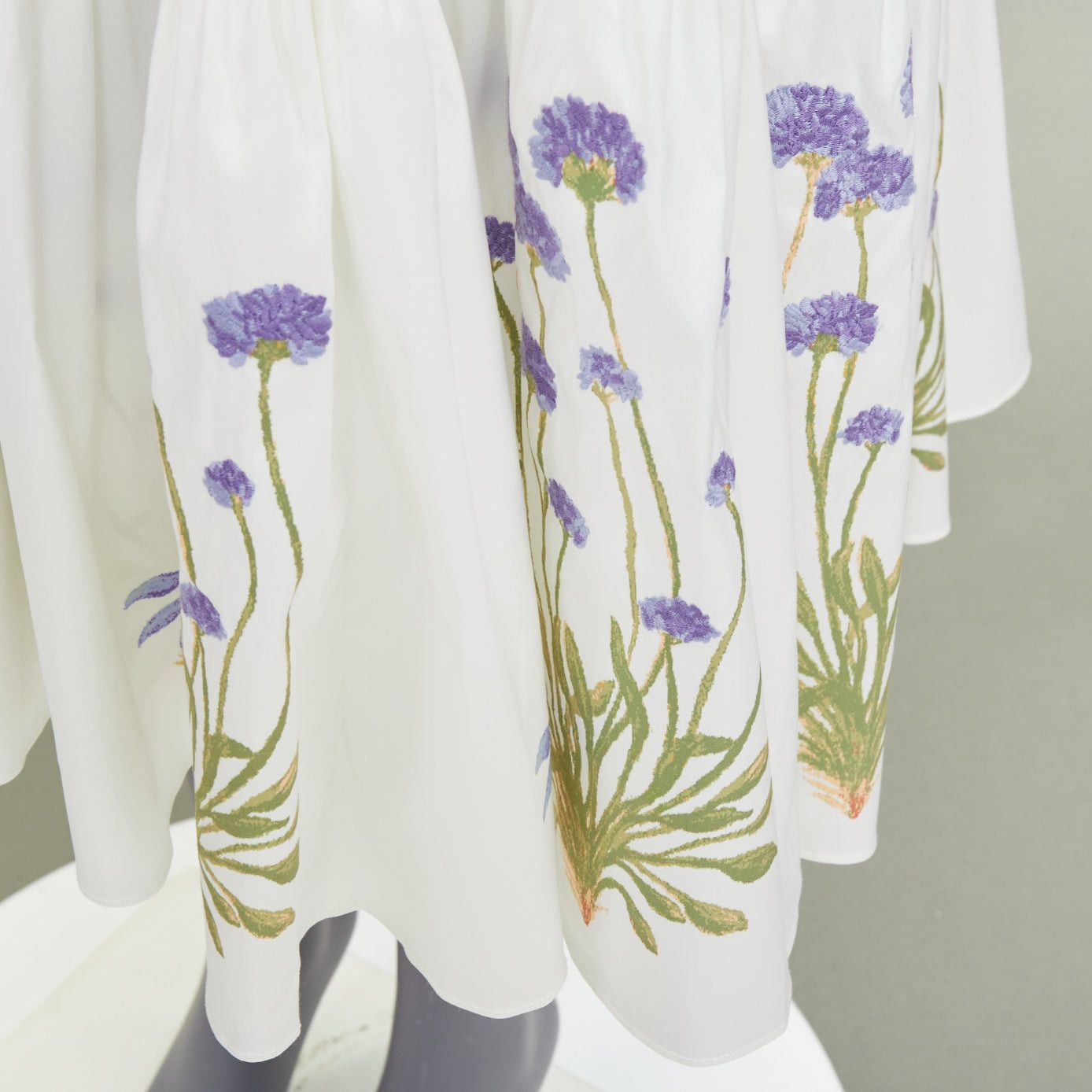 Tory Burch TORY BURCH Embroidered Smocked Midi ivory purple flower embroidery midi dress M Size M / US 6-8 / IT 42-44 - 2 Thumbnail