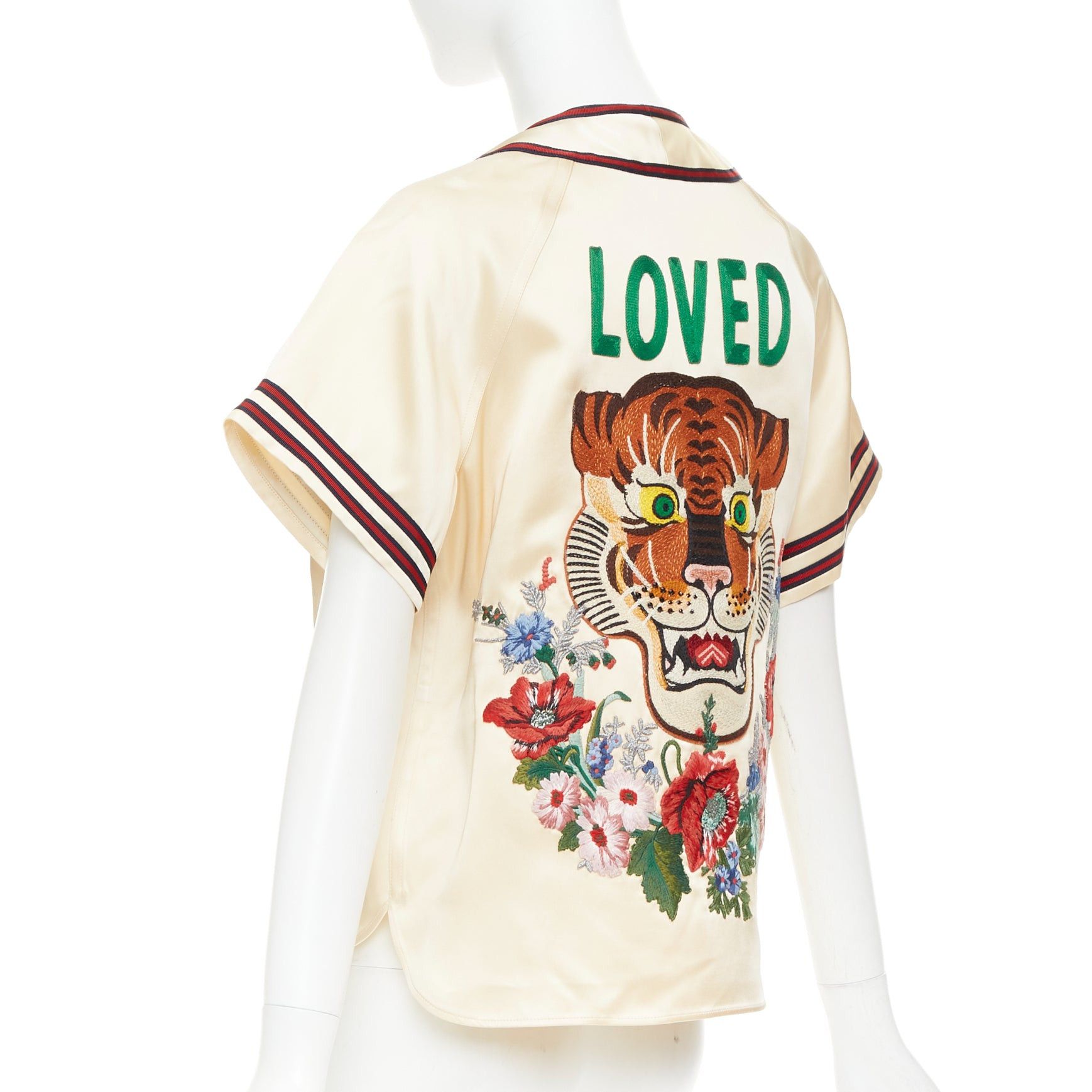 Gucci rare GUCCI 2016 Runway Crystal Rhinestone encrusted flower Loved baseball shirt IT38 XS Size XS / US 0-2 / IT 36-38 - 5 Thumbnail