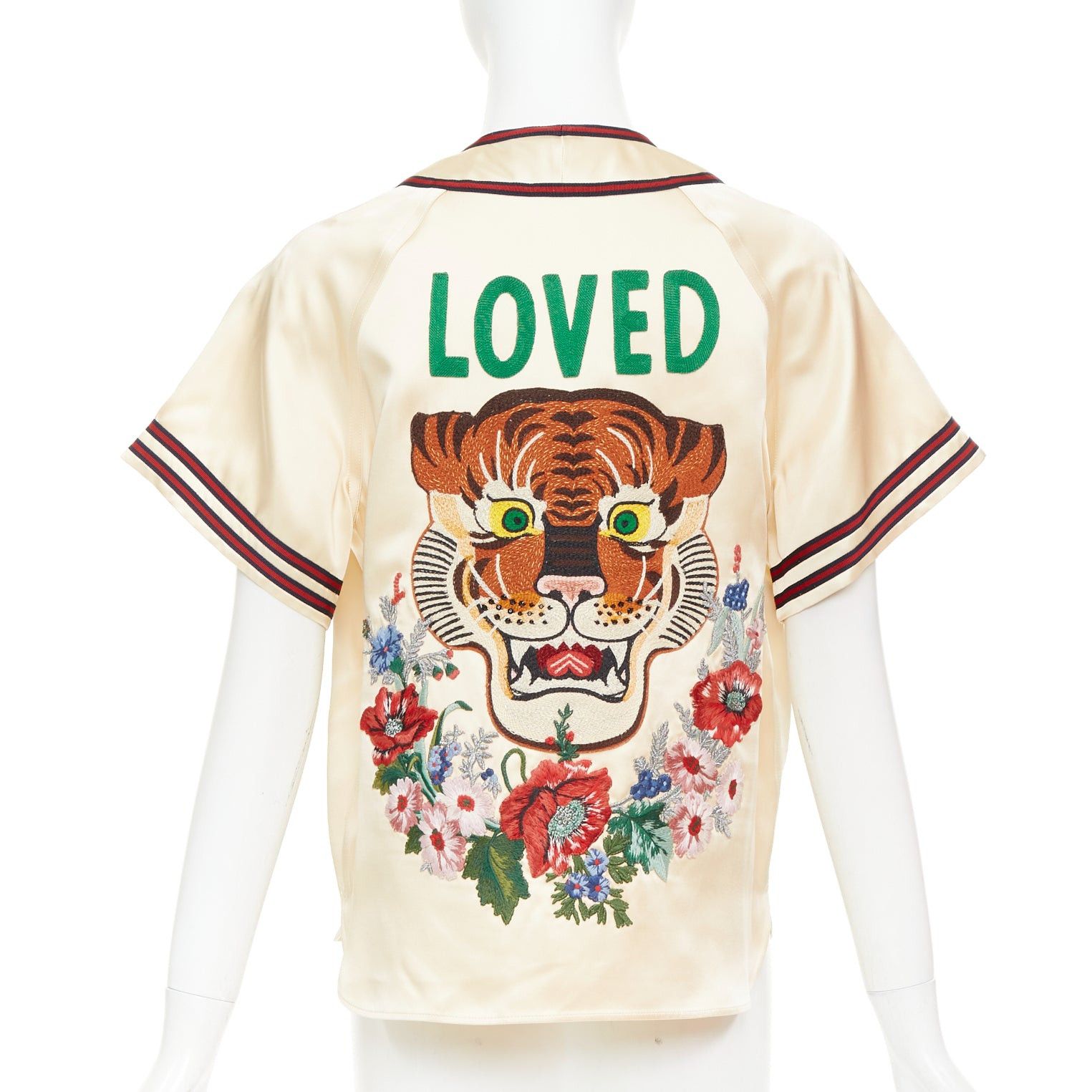 Gucci rare GUCCI 2016 Runway Crystal Rhinestone encrusted flower Loved baseball shirt IT38 XS Size XS / US 0-2 / IT 36-38 - 2 Thumbnail