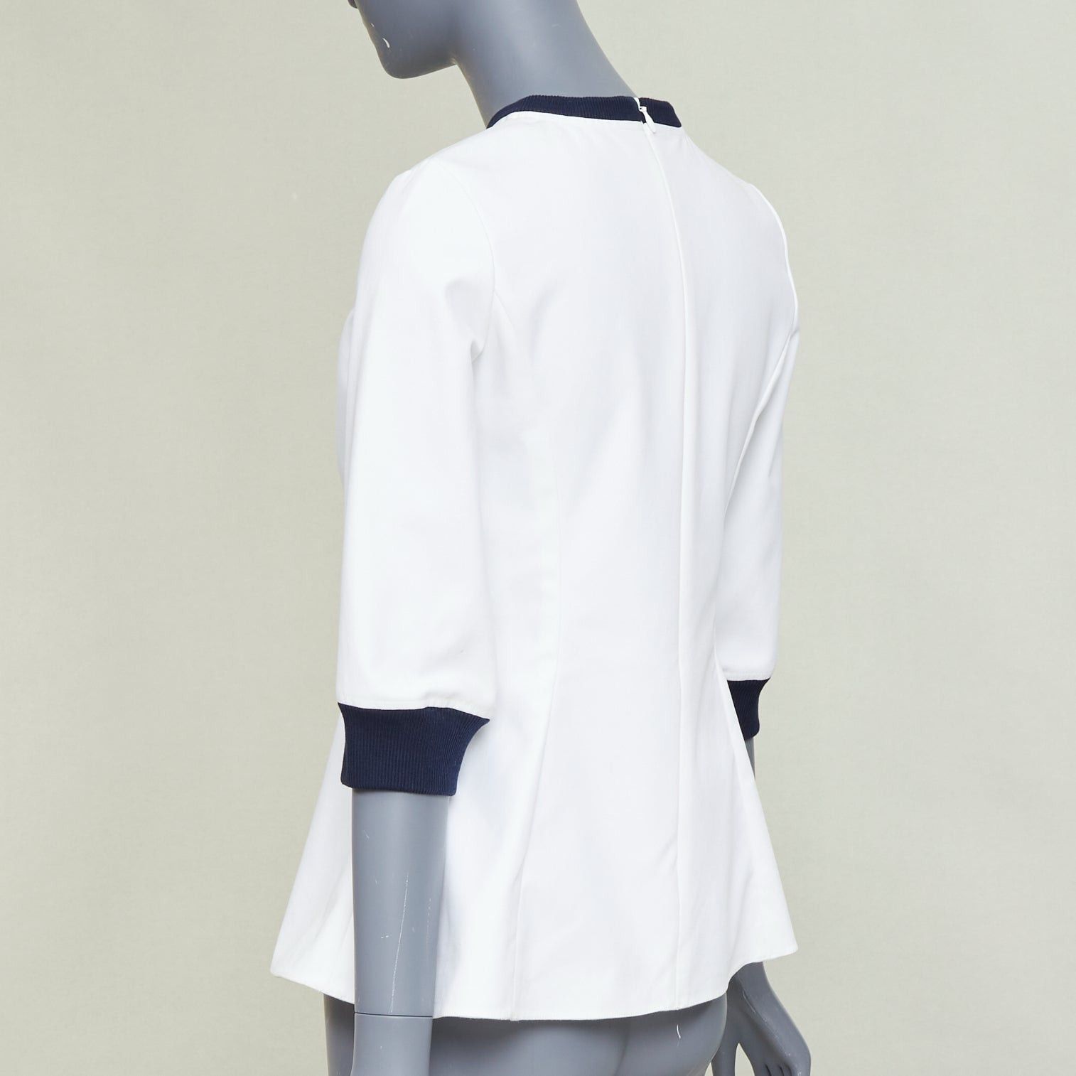 Dior DIOR 2014 off-white navy sequin badge cotton peplum top FR36 S Size S / US 4 / IT 40 - 6 Thumbnail