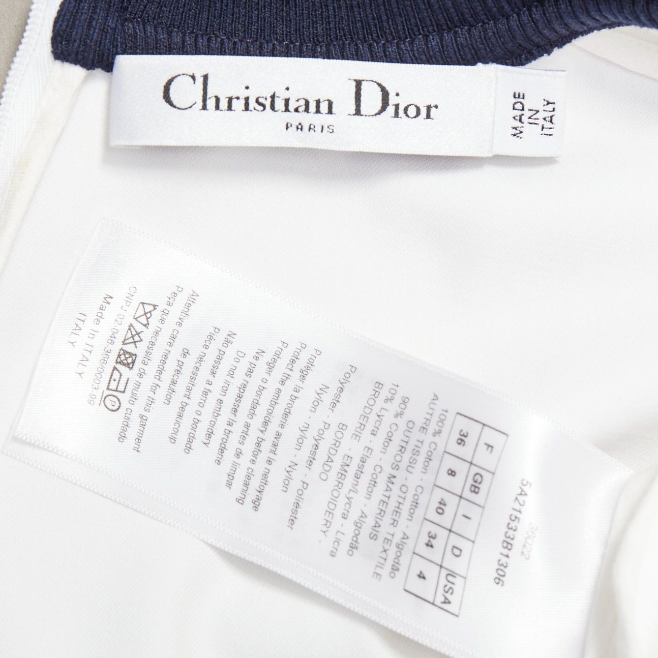 Dior DIOR 2014 off-white navy sequin badge cotton peplum top FR36 S Size S / US 4 / IT 40 - 9 Thumbnail