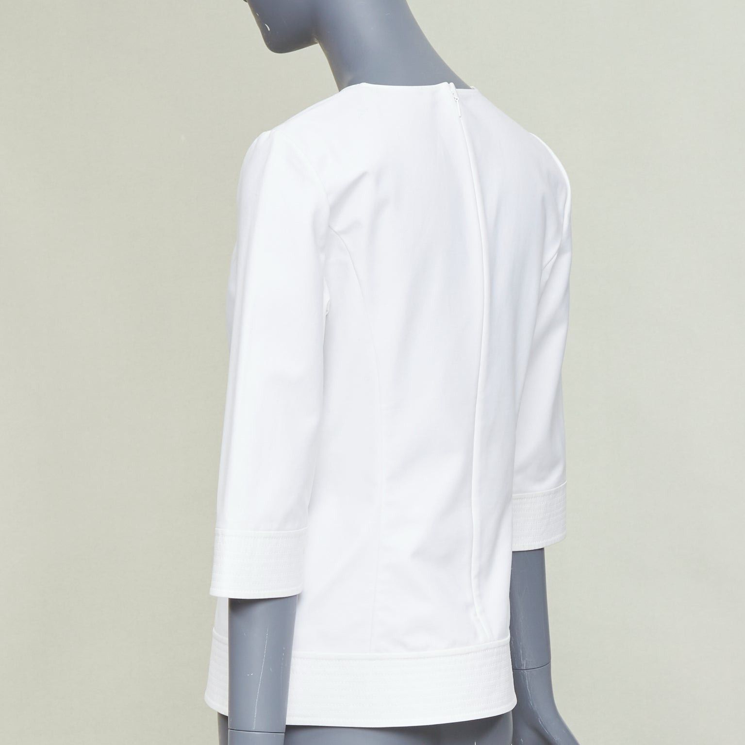 Dior DIOR 2013 off white gold rhinestone embellished badge cotton blend peplum top FR38 M Size M / US 6-8 / IT 42-44 - 6 Thumbnail