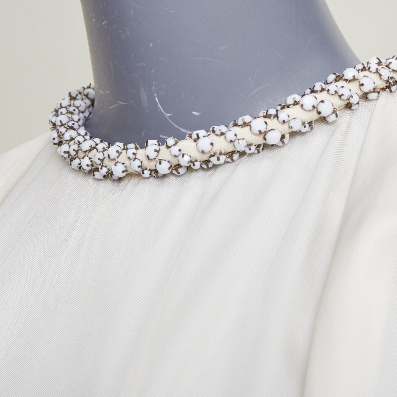 Stella McCartney STELLA MCCARTNEY Falabella off white crepe white beaded collar blouse IT38 XS Size XS / US 0-2 / IT 36-38 - 2 Thumbnail