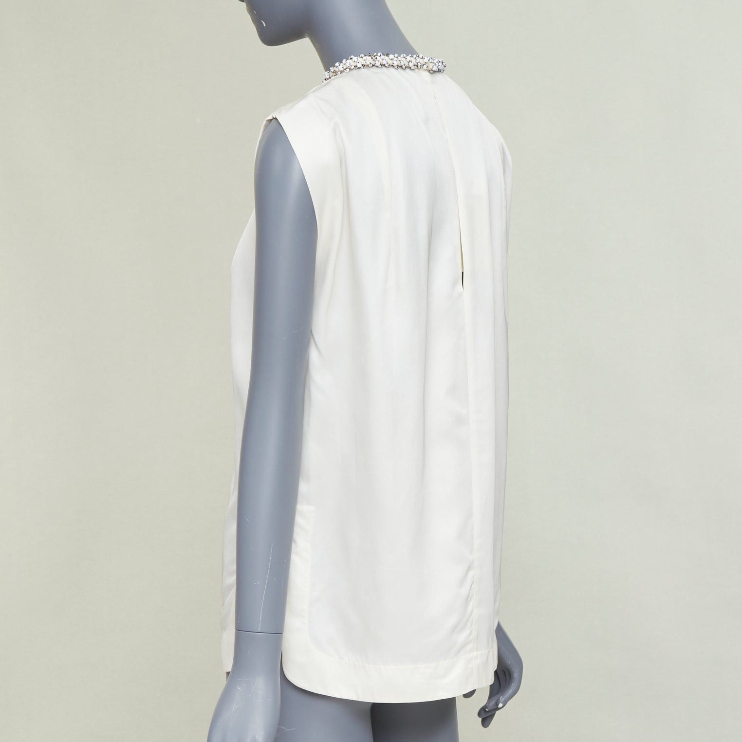 Stella McCartney STELLA MCCARTNEY Falabella off white crepe white beaded collar blouse IT38 XS Size XS / US 0-2 / IT 36-38 - 6 Thumbnail