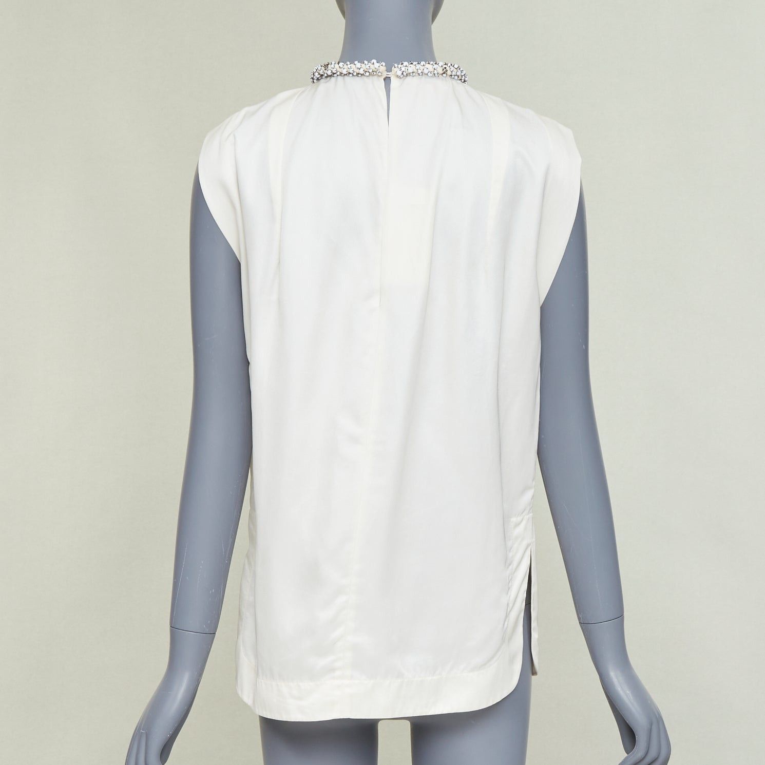 Stella McCartney STELLA MCCARTNEY Falabella off white crepe white beaded collar blouse IT38 XS Size XS / US 0-2 / IT 36-38 - 5 Thumbnail