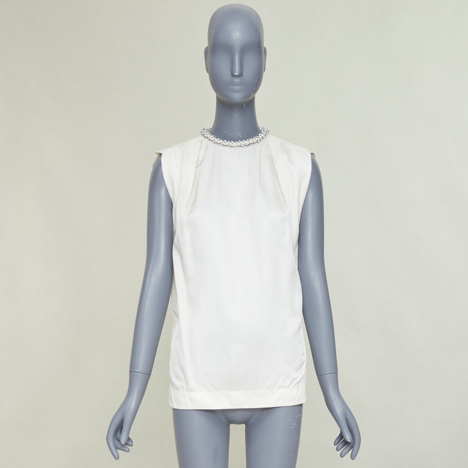 Stella McCartney STELLA MCCARTNEY Falabella off white crepe white beaded collar blouse IT38 XS Size XS / US 0-2 / IT 36-38 - 9 Thumbnail