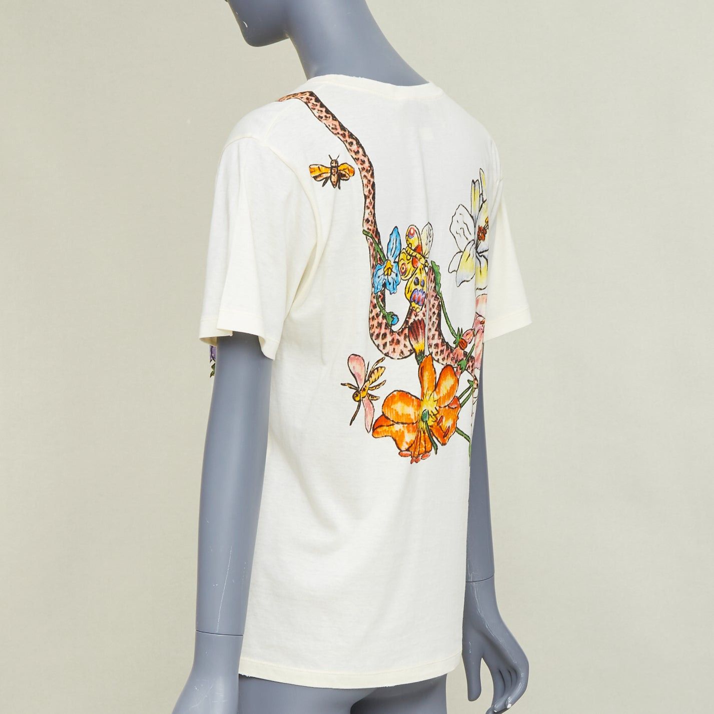 Gucci GUCCI Floral Snake Vintage Logo print off-white distressed crew neck tshirt XXS Size XS / US 0-2 / IT 36-38 - 6 Thumbnail