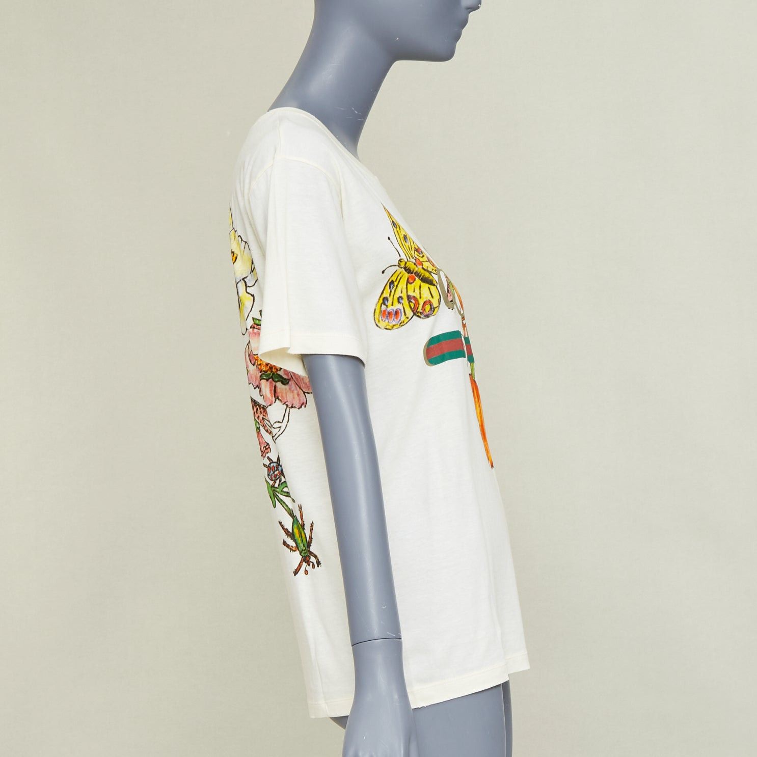Gucci GUCCI Floral Snake Vintage Logo print off-white distressed crew neck tshirt XXS Size XS / US 0-2 / IT 36-38 - 4 Thumbnail
