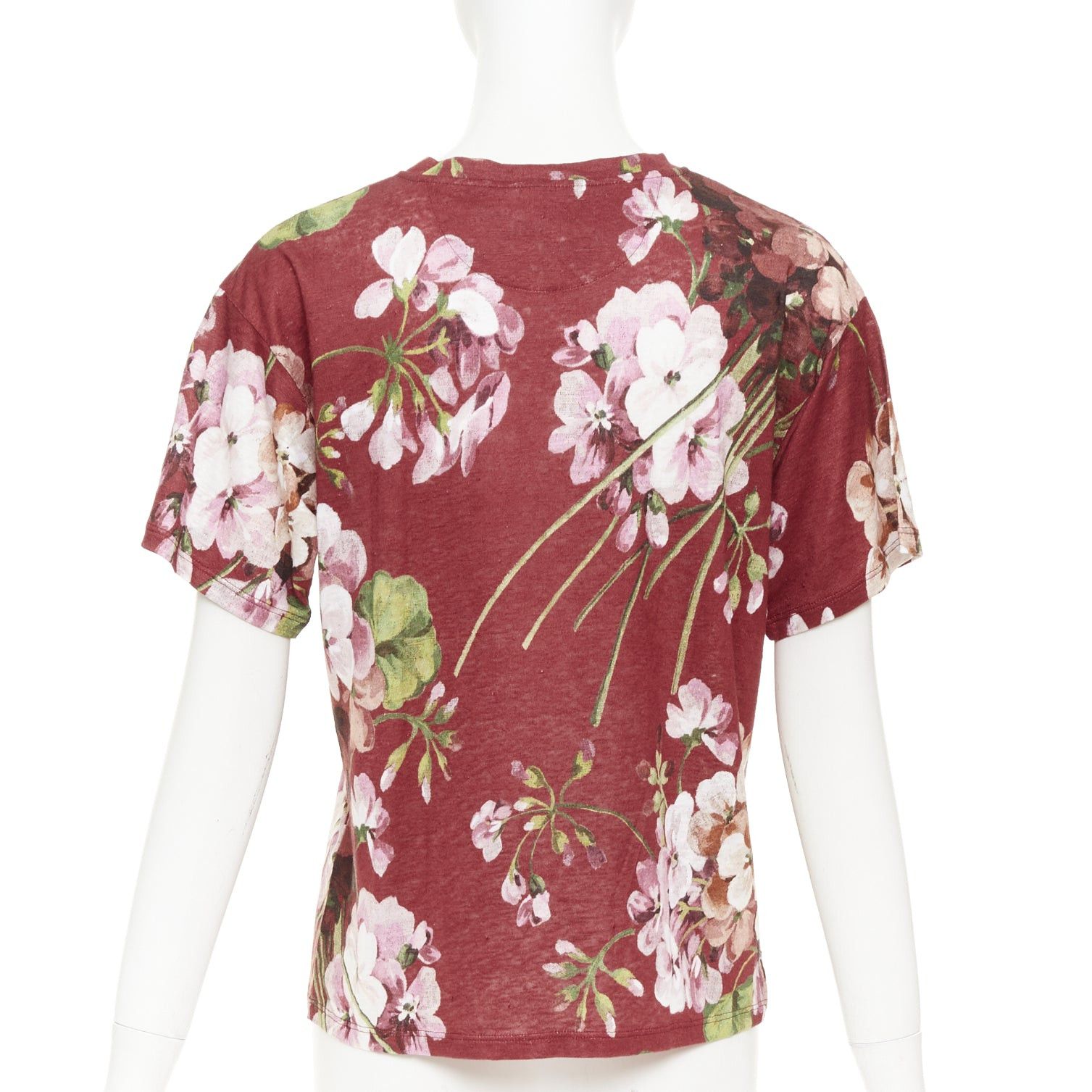 Gucci GUCCi Blooms burgundy pink floral print cotton Embellished insect t-shirt M Size M / US 6-8 / IT 42-44 - 5 Thumbnail