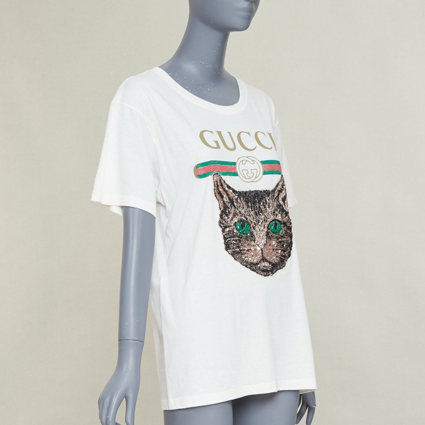 Gucci GUCCI Mystic Cat Sequin embroidered GG logo oversized tshirt XS Size XS / US 0-2 / IT 36-38 - 3 Thumbnail