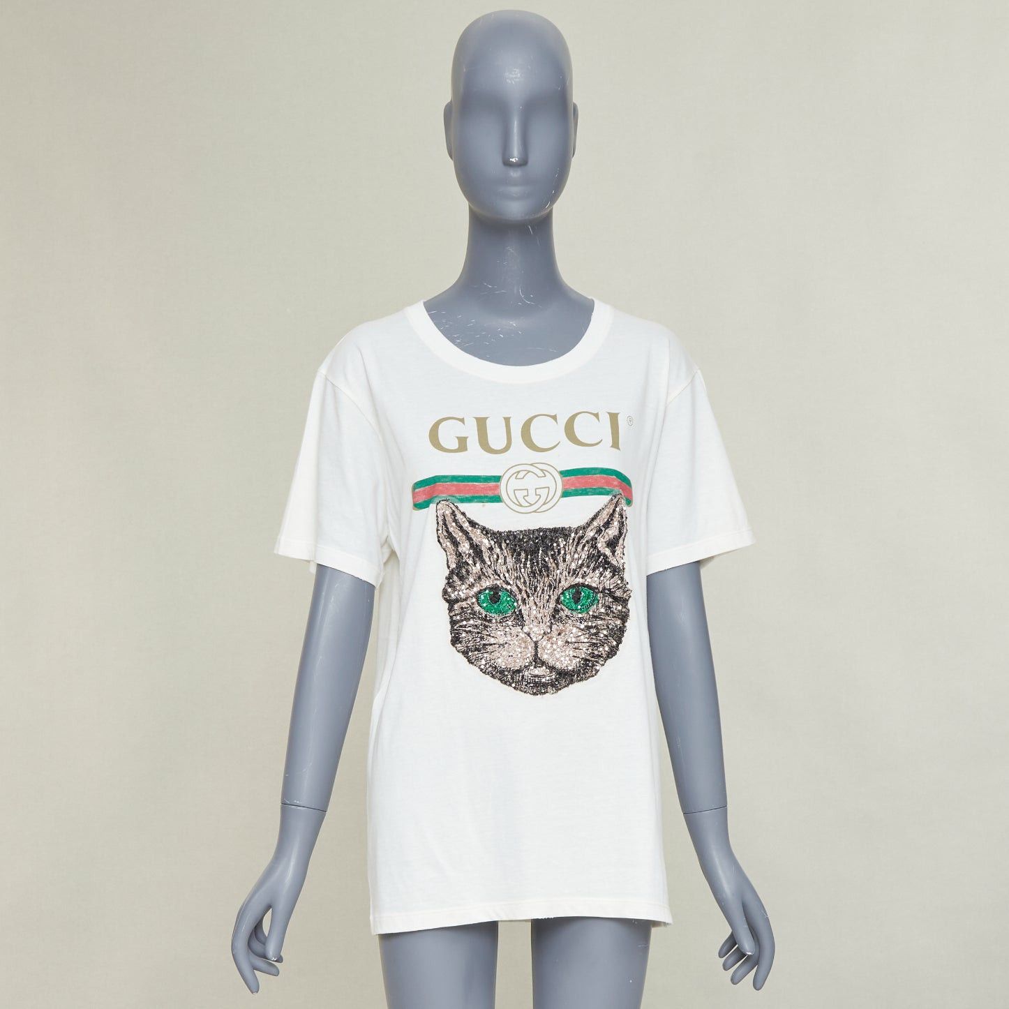 Gucci GUCCI Mystic Cat Sequin embroidered GG logo oversized tshirt XS Size XS / US 0-2 / IT 36-38 - 9 Thumbnail