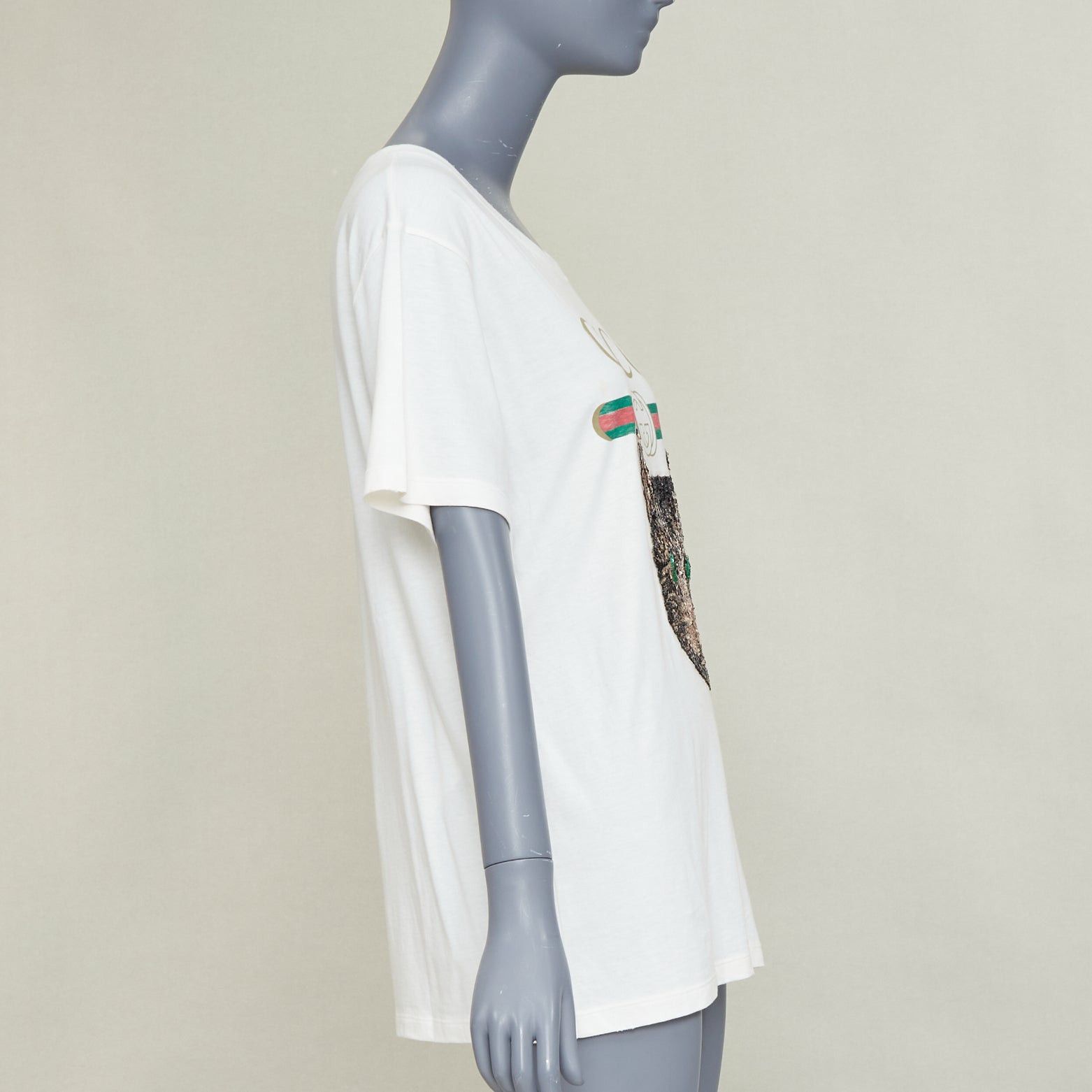 Gucci GUCCI Mystic Cat Sequin embroidered GG logo oversized tshirt XS Size XS / US 0-2 / IT 36-38 - 4 Thumbnail