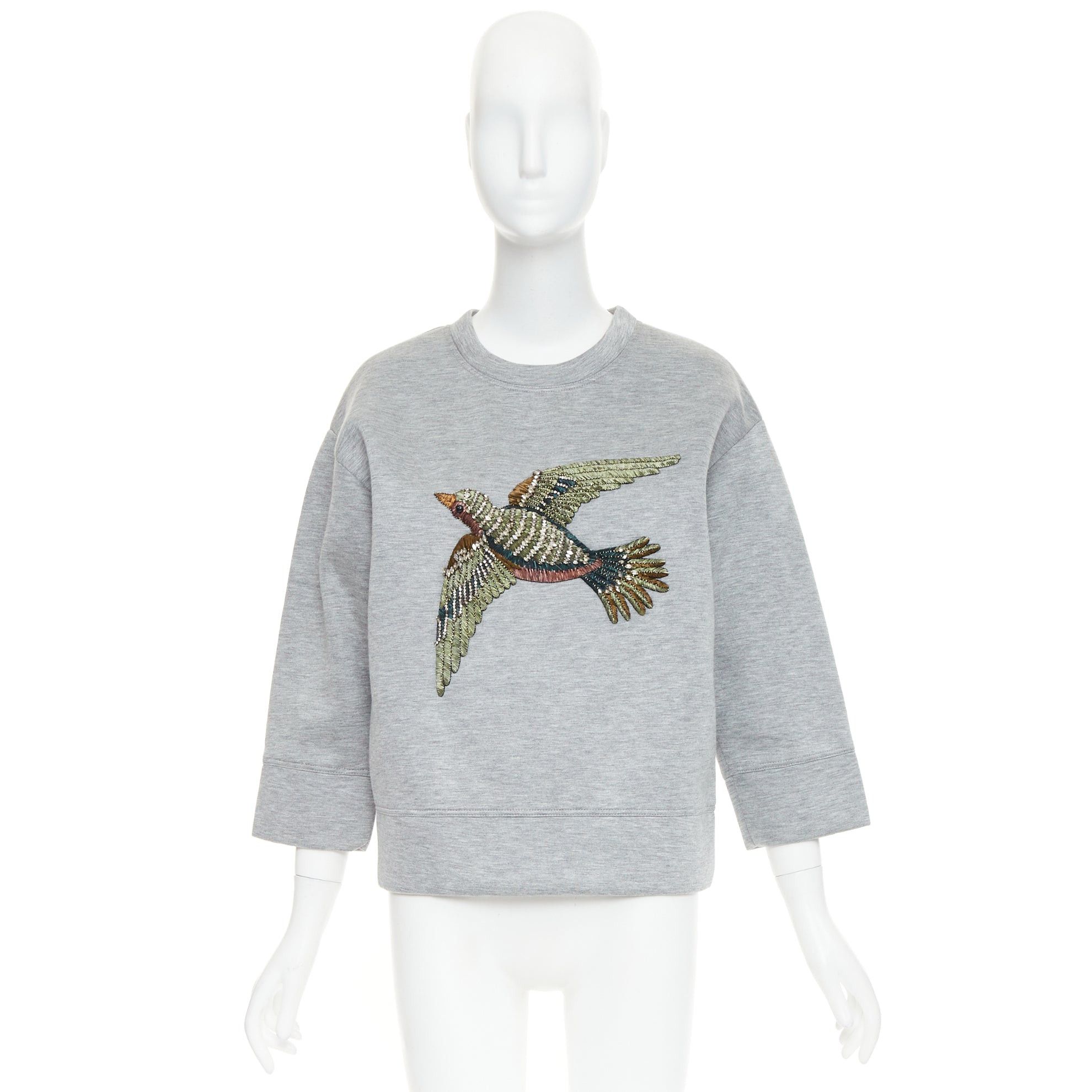 Gucci GUCCI 2015 grey neoprene crystal embroidered Swallow sweatshirt S Size S / US 4 / IT 40 - 9 Thumbnail