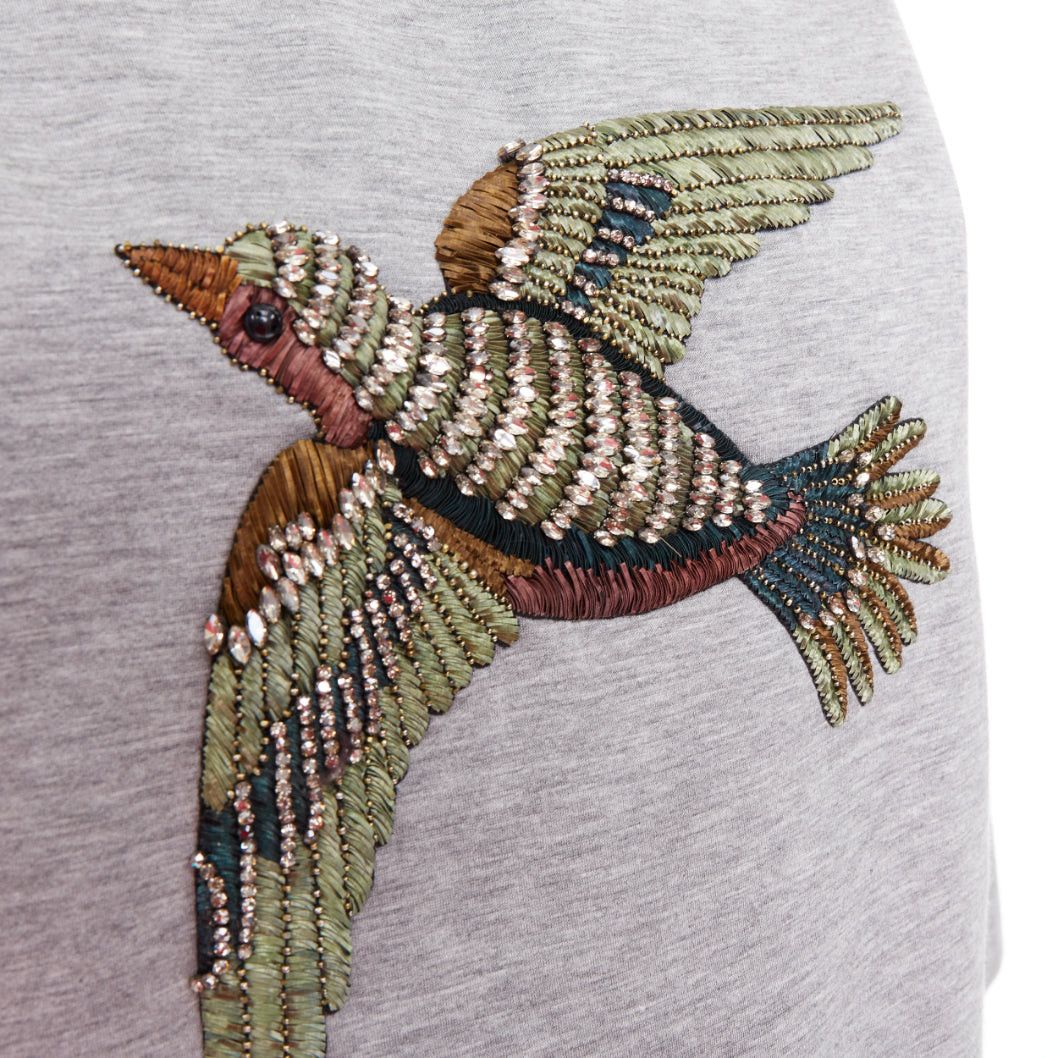 Gucci GUCCI 2015 grey neoprene crystal embroidered Swallow sweatshirt S Size S / US 4 / IT 40 - 2 Thumbnail