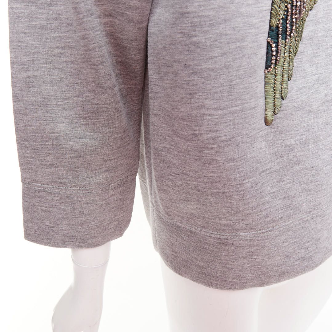 Gucci GUCCI 2015 grey neoprene crystal embroidered Swallow sweatshirt S Size S / US 4 / IT 40 - 7 Thumbnail