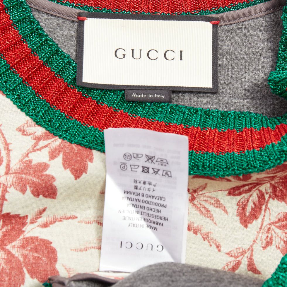 Gucci GUCCI 2016 Herbarium Floral grey pink bloom metallic web sweatshirt S Size S / US 4 / IT 40 - 8 Thumbnail