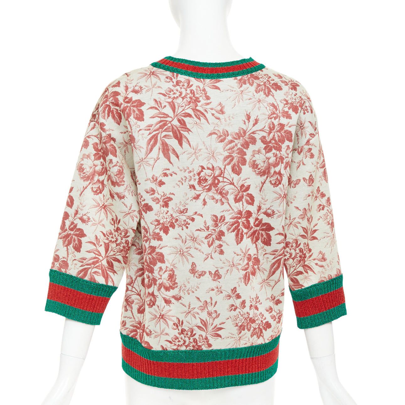 Gucci GUCCI 2016 Herbarium Floral grey pink bloom metallic web sweatshirt S Size S / US 4 / IT 40 - 5 Thumbnail