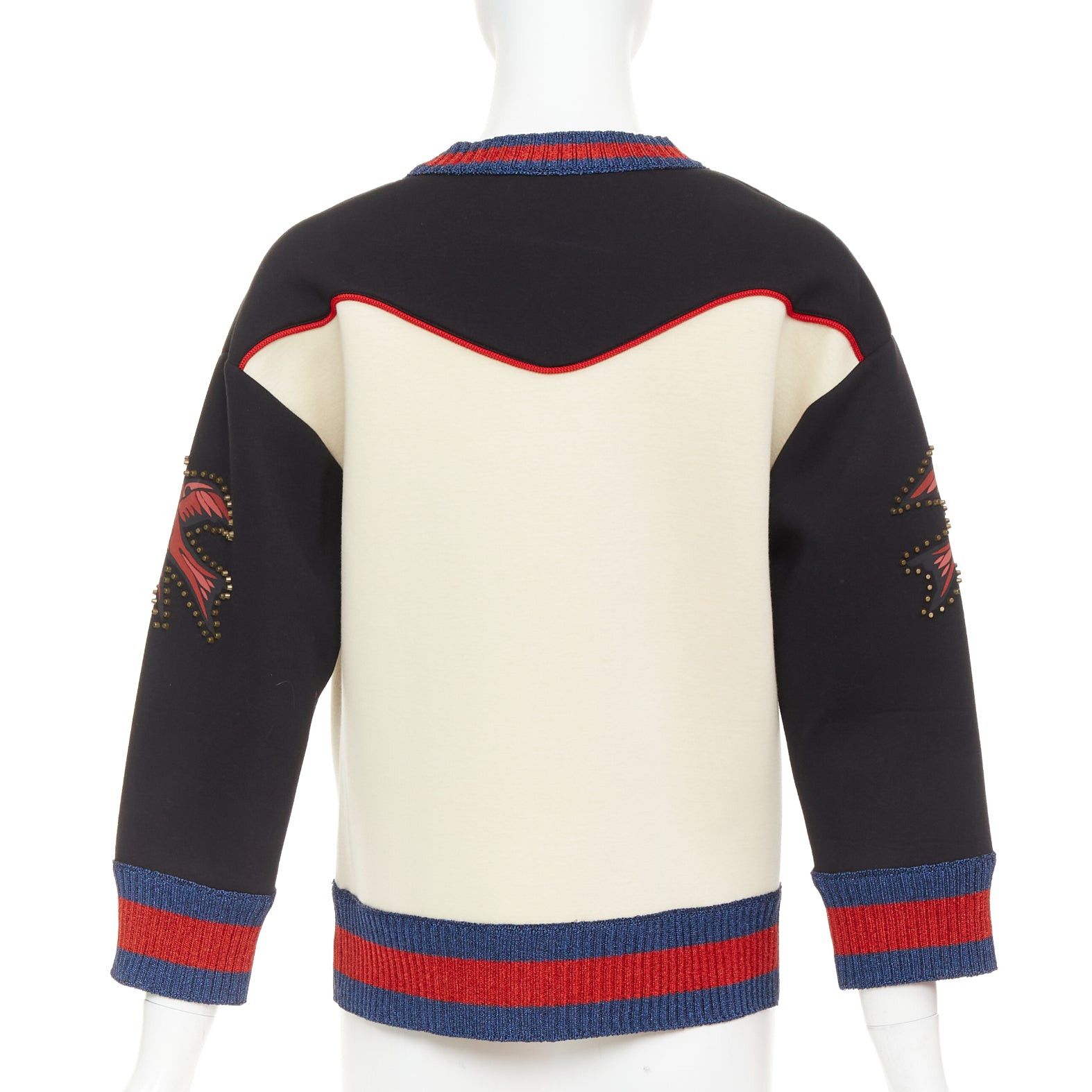 Gucci GUCCI 2016 cream black cotton Butterfly Embroidered studded sweatshirt XS Size XS / US 0-2 / IT 36-38 - 5 Thumbnail