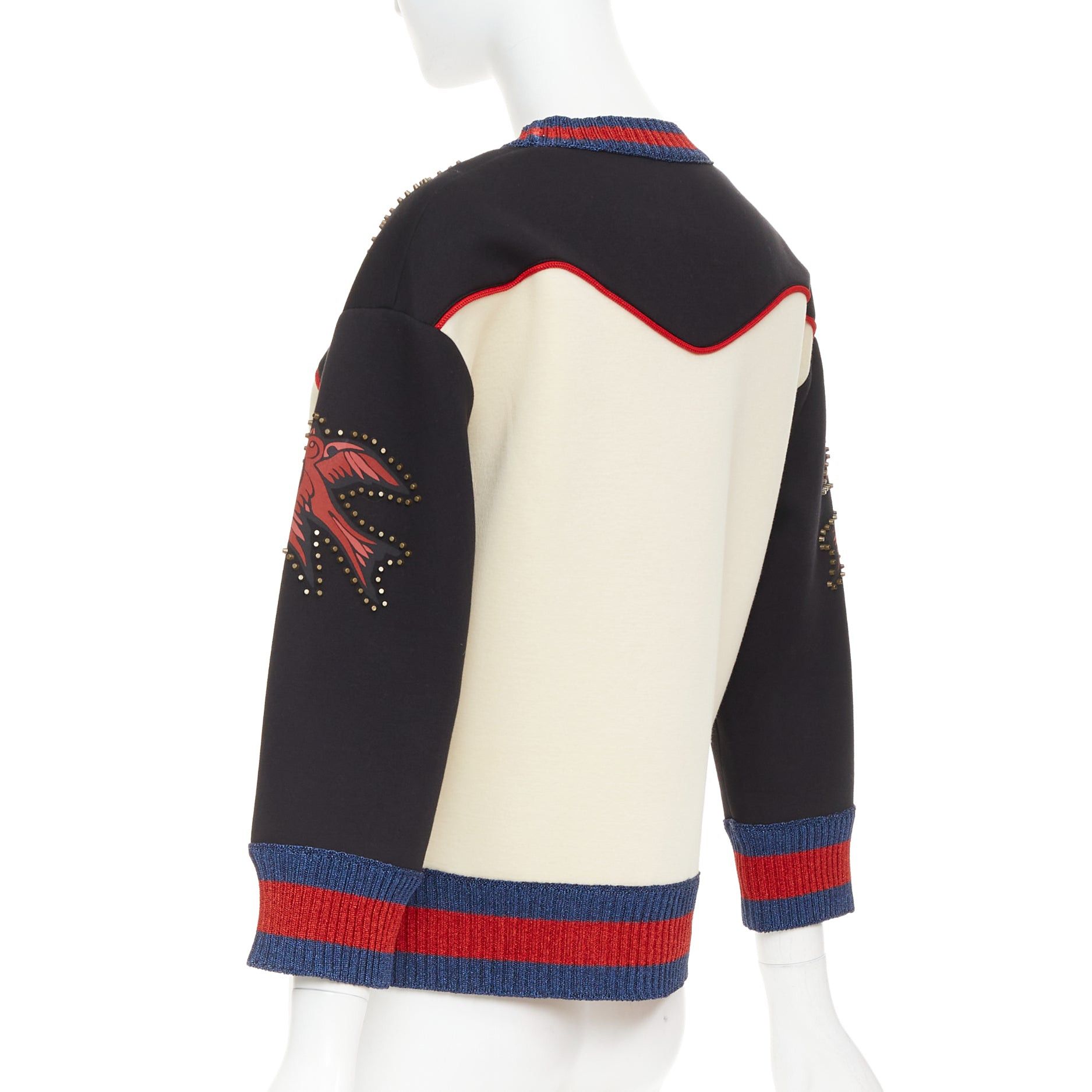 Gucci GUCCI 2016 cream black cotton Butterfly Embroidered studded sweatshirt XS Size XS / US 0-2 / IT 36-38 - 6 Thumbnail