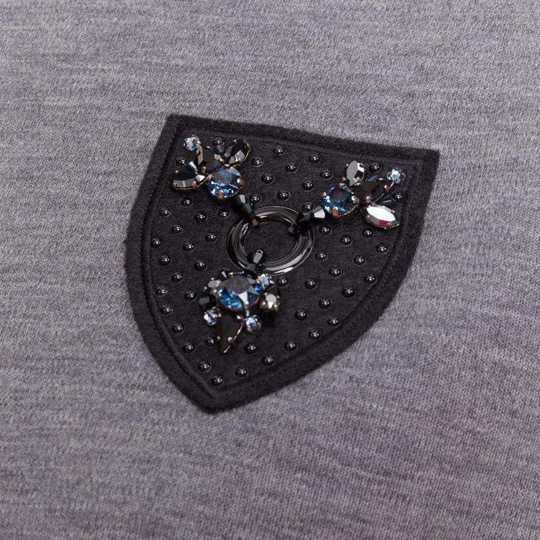 Dior DIOR 2017 grey wool blend black crystal embellished crest sweatshirt FR34 XS Size XS / US 0-2 / IT 36-38 - 2 Thumbnail