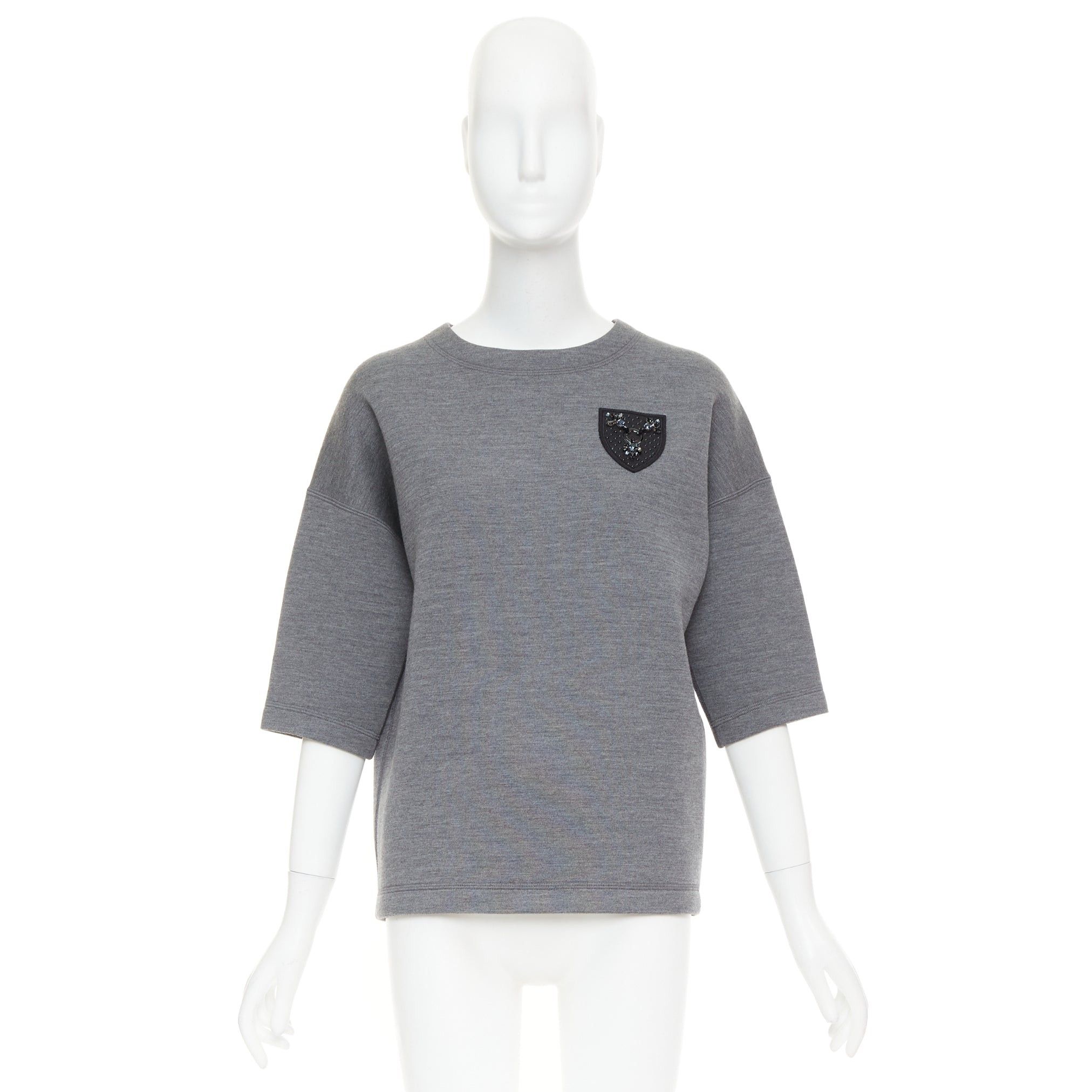 Dior DIOR 2017 grey wool blend black crystal embellished crest sweatshirt FR34 XS Size XS / US 0-2 / IT 36-38 - 9 Thumbnail