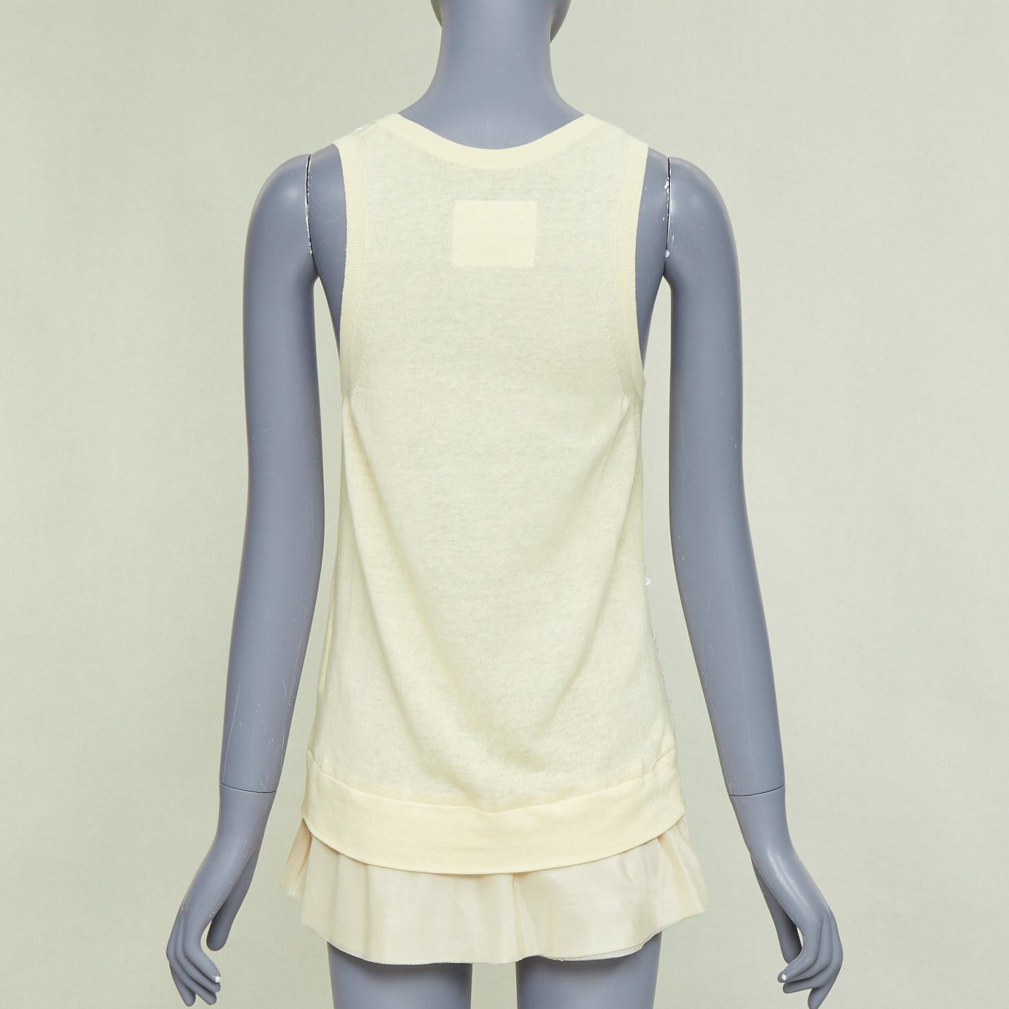 Sacai SACAI 2007 yellow cotton white sequin trim cardigan sweater vest twin set JP2 M Size M / US 6-8 / IT 42-44 - 8 Thumbnail
