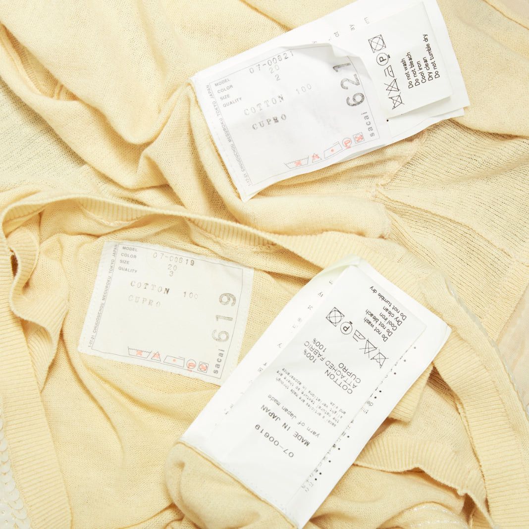 Sacai SACAI 2007 yellow cotton white sequin trim cardigan sweater vest twin set JP2 M Size M / US 6-8 / IT 42-44 - 11 Thumbnail
