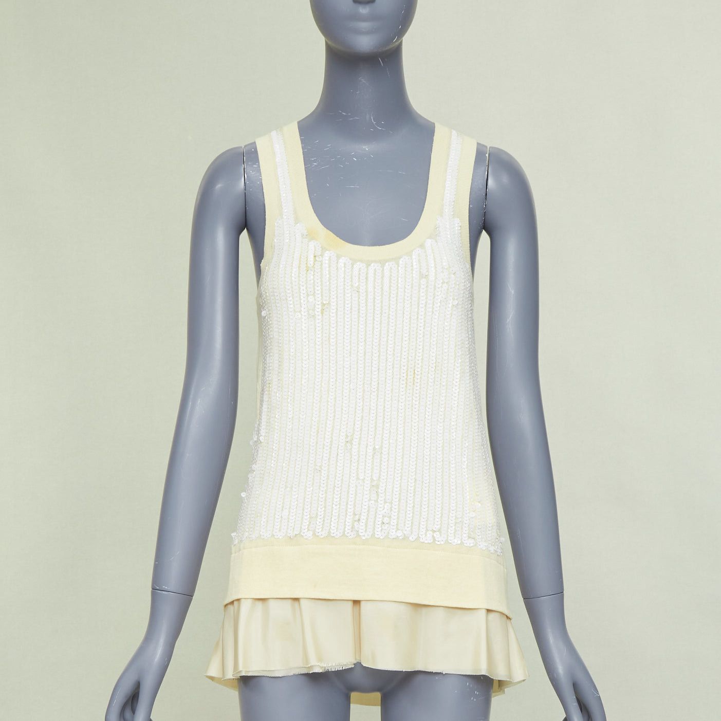 Sacai SACAI 2007 yellow cotton white sequin trim cardigan sweater vest twin set JP2 M Size M / US 6-8 / IT 42-44 - 7 Thumbnail