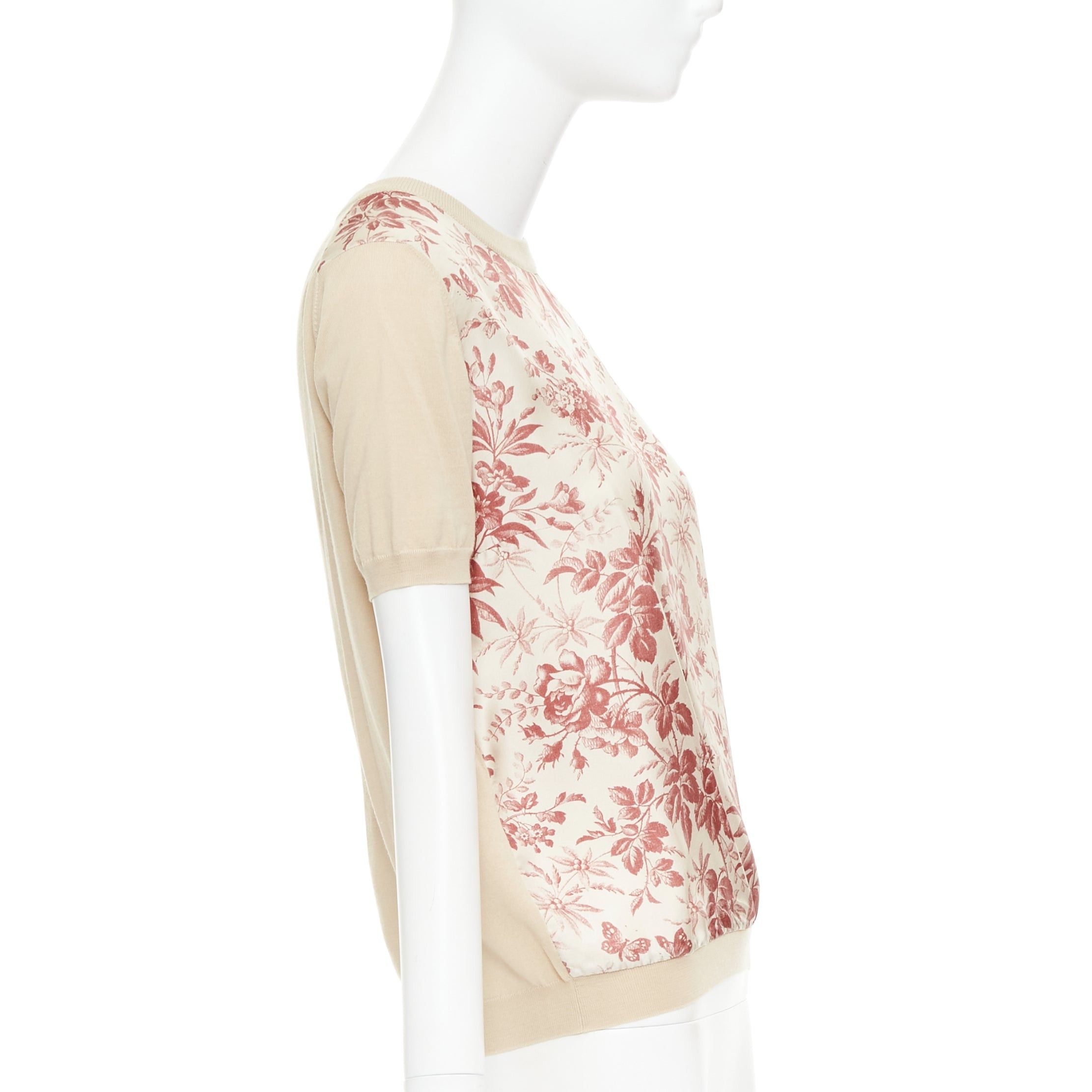Gucci GUCCI Bloom floral butterfly silk print front wool knit sweater top M Size M / US 6-8 / IT 42-44 - 4 Thumbnail