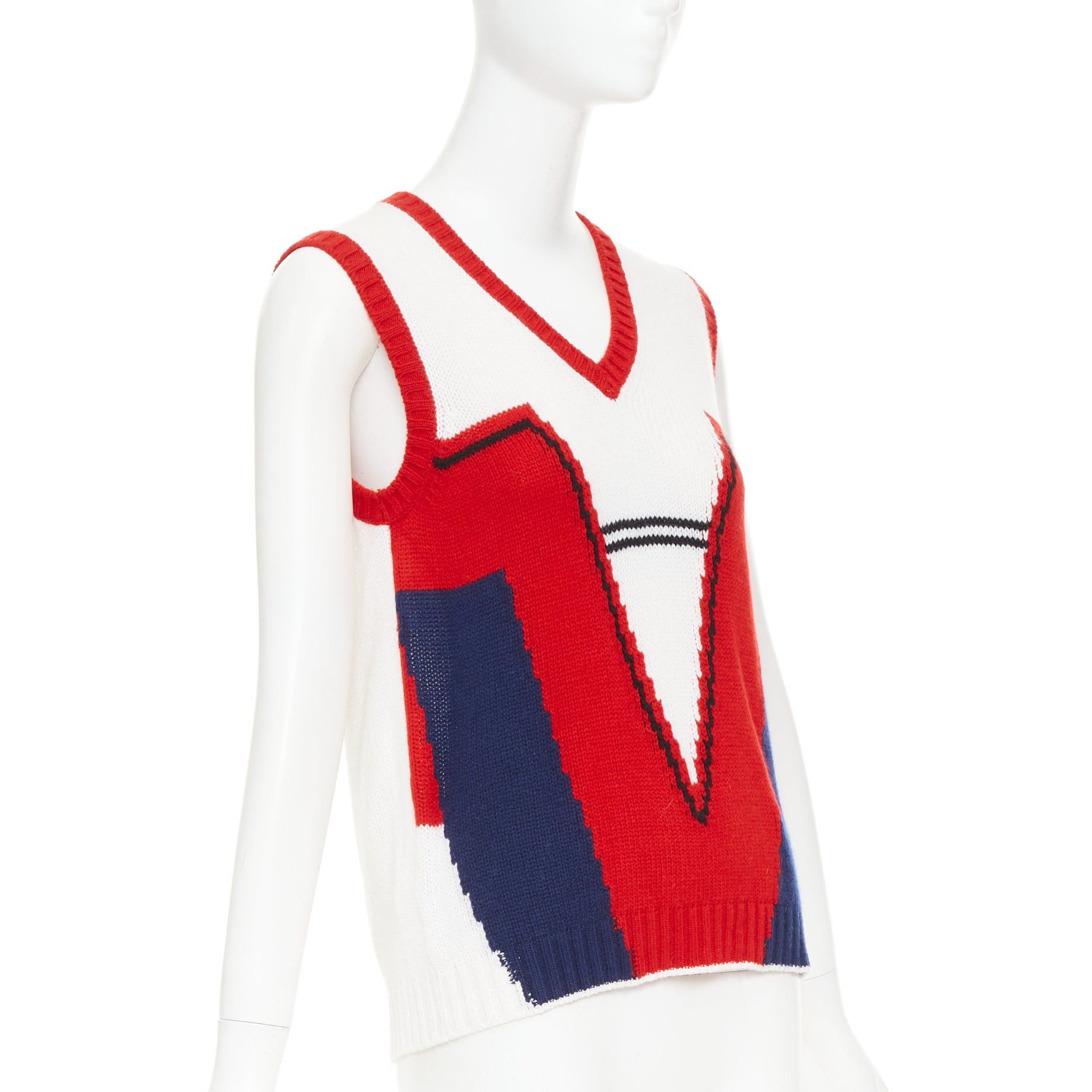 Prada PRADA 2016 Runway 100% cashmere geometric colorblocked intarsia sweater vest IT38 XS Size XS / US 0-2 / IT 36-38 - 3 Thumbnail