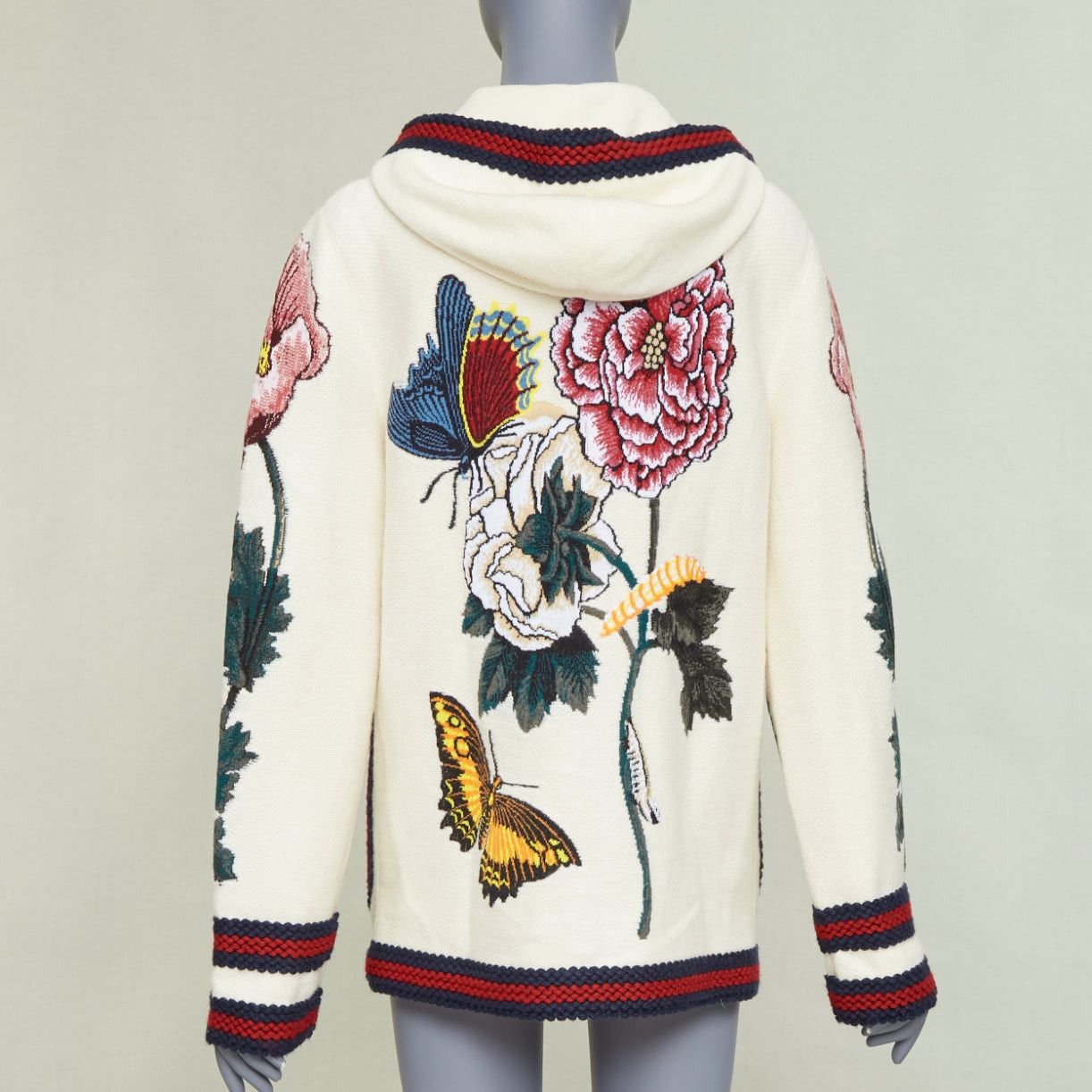 Gucci GUCCI Garden 2017 Runway white wool floral insect floral embroidered hooded cardigan coat XXS Size XS / US 0-2 / IT 36-38 - 2 Thumbnail