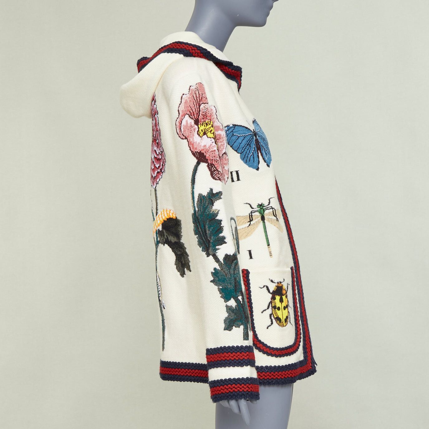 Gucci GUCCI Garden 2017 Runway white wool floral insect floral embroidered hooded cardigan coat XXS Size XS / US 0-2 / IT 36-38 - 5 Thumbnail